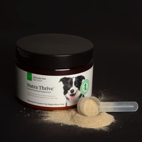 Ultimate Pet Nutrition Nutra Thrive Canine, 40-in-1 Nutritional Powder Supplement for Dogs with Digestion and Immune Support, Vitamins, Minerals, Probiotics, Enzymes, 30 Scoops
