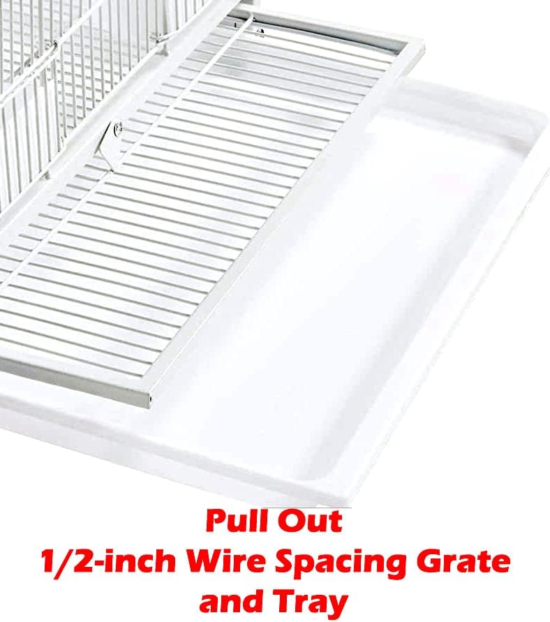 1/2/3-Combo Stacker Center Divided Breeder Breeding Bird Flight Double Rolling Cage for Aviaries Canaries Cockatiels Lovebirds Finches Budgies Small Parrots (White Vein, Three Stacker)