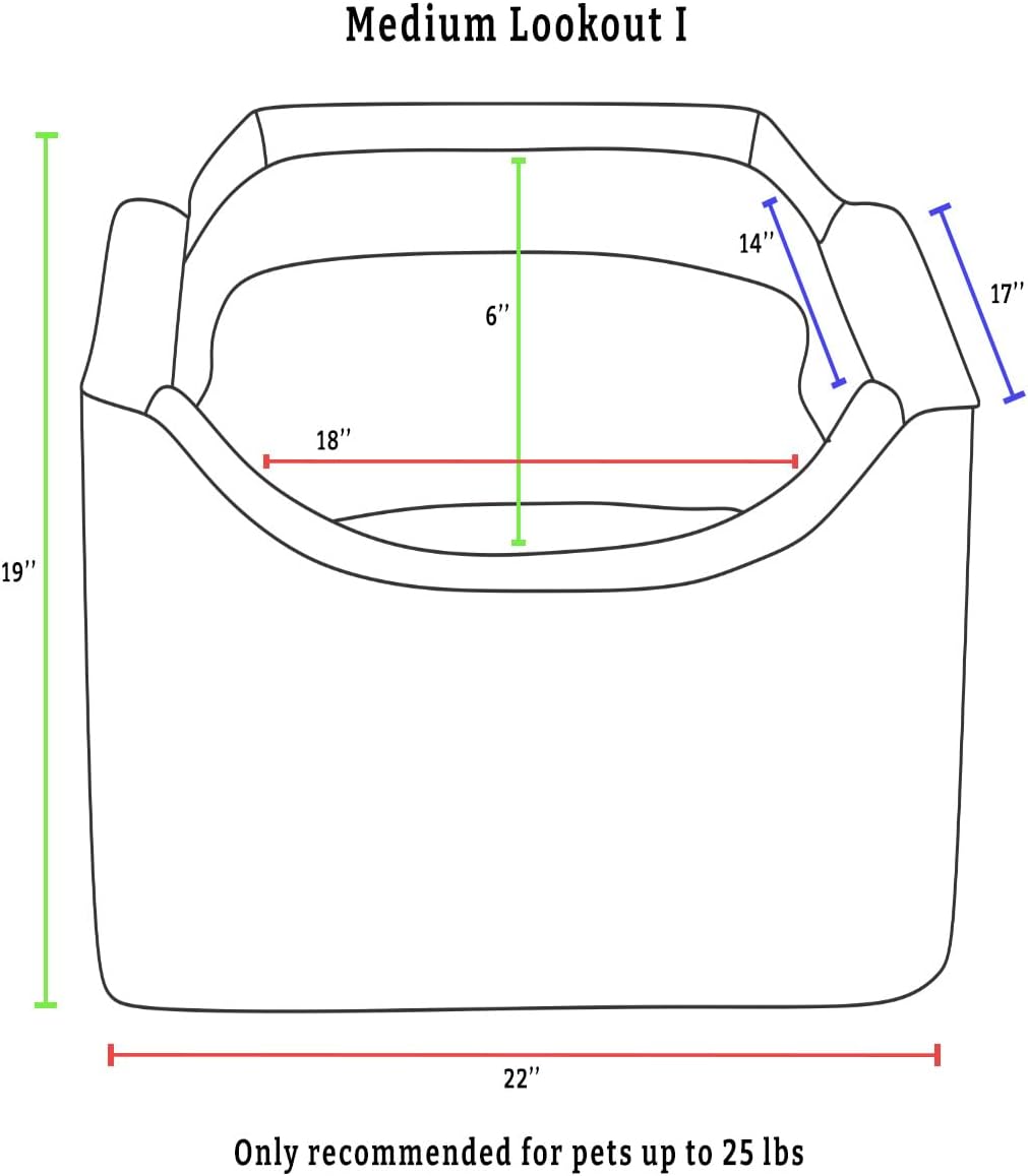 Snoozer Lookout I Car Seat - Dog Car Seats for Small Dogs, Puppy Booster Bed for Small & Medium Sized Pets Up to 25 Lbs, Elevated, Washable - Medium, Sapphire