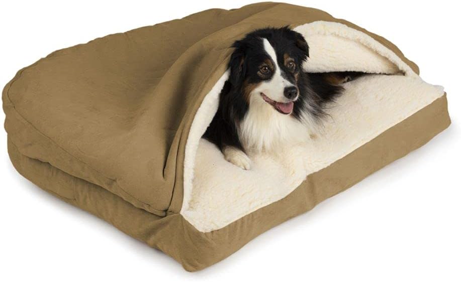 Snoozer Pet Products Luxury Rectangle Cozy Cave Dog Bed with Microsuede, Medium, Camel