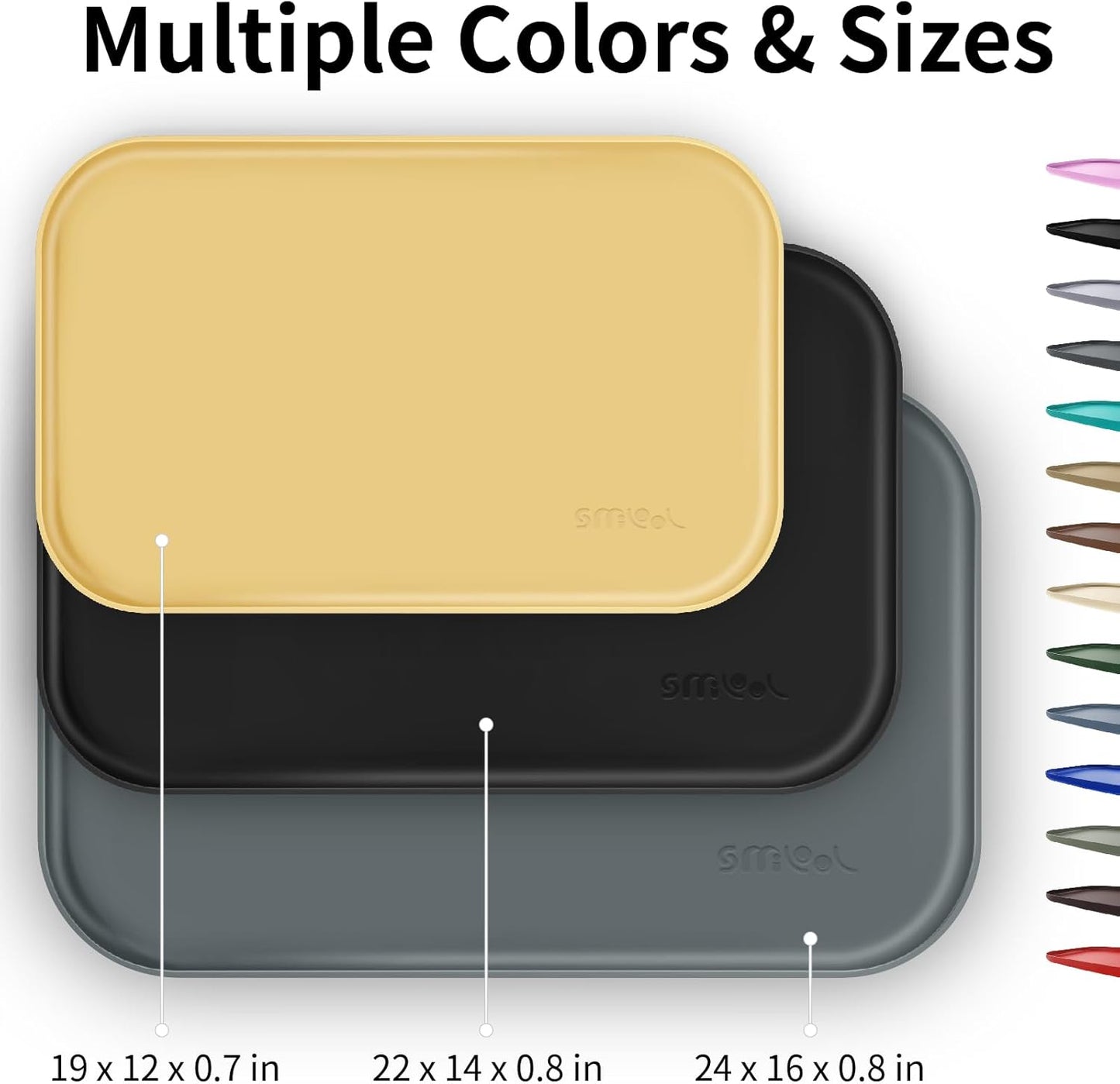 Silicone Pet Feeding Mat with Raised Edge for Food and Water, Dog Bowl Mats, Cat Bowls Placemat with High Lip for Floor Waterproof, Rubber Tray for Cats and Dogs 19 x 12 x0.7 White Sand