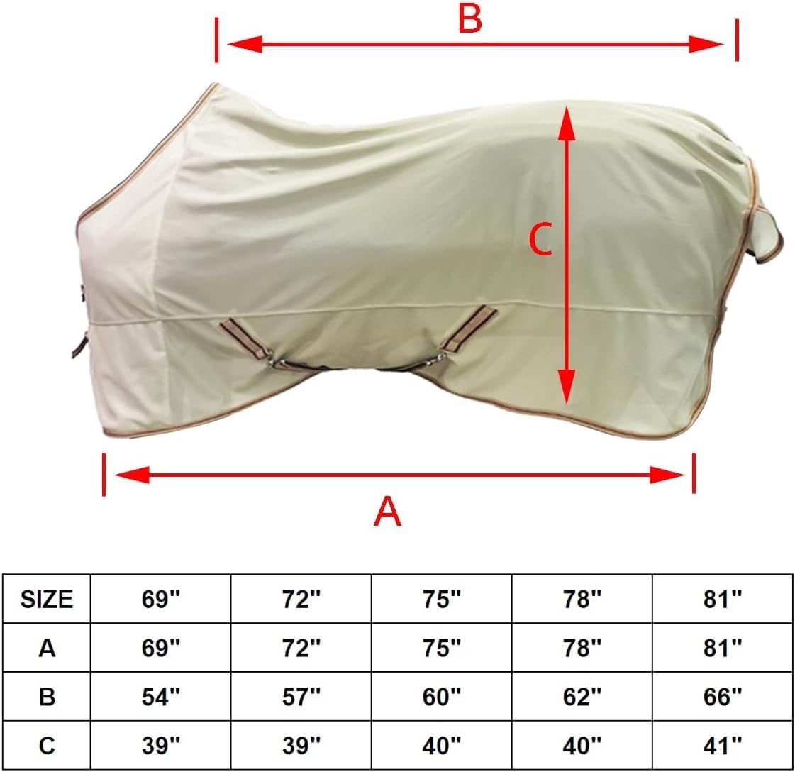 BARN & STABLE Breathable and UV Protective Tear-Resistant Mesh Horse Fly Sheet Comfy Equine Summer Sheet with Removable Web Leg Straps