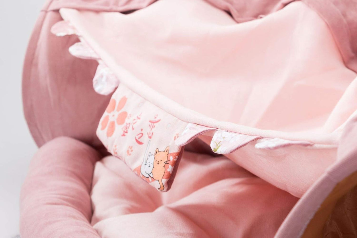 2 in 1 Cat Tunnel Bed Tube with Cushion and Plush Ball Toy Playground Crinkle Collapsible for Large Cats Kittens Kitty Puppy Small Dog Foldable Soft Pet Play Bed Indoor Outdoor- Pink Cat Tunnel Bed