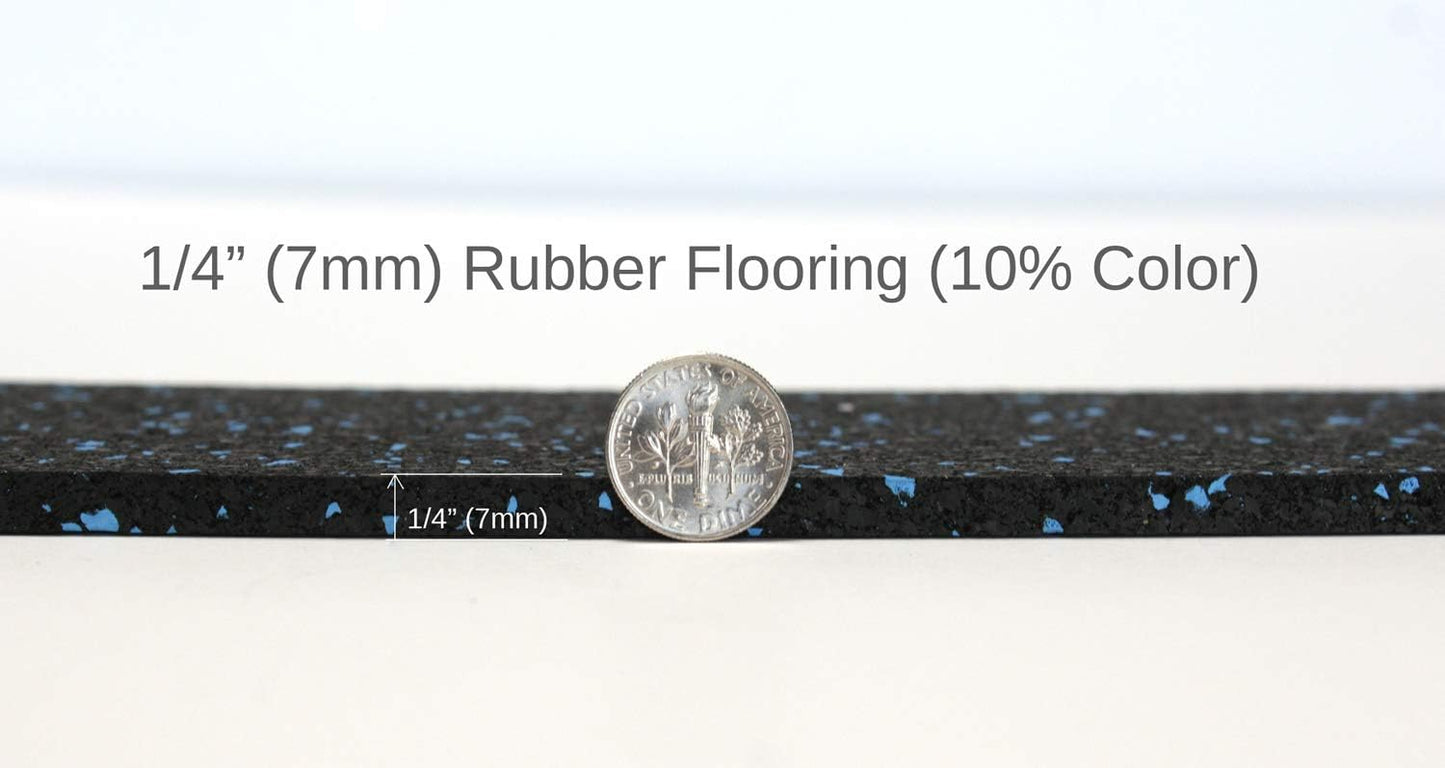 American Floor Mats 1/4in (7mm) Thick 10% Blue/Grey 4' x 13' Heavy Duty Rubber Rolls, Protective Exercise Mats, Home Gym Rubber Flooring
