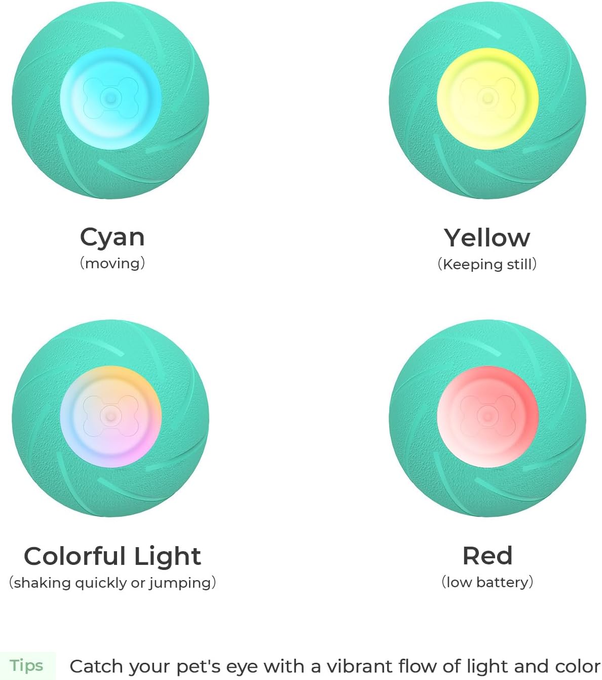 Interactive Dog Toys, Wicked Ball SE, 3 Interactive Modes,Enhanced Rubber Active Rolling Dog Toy with LED Lights for Small Medium Dogs, Motion-Activated Dog Stimulation Toy for Boredom Relief