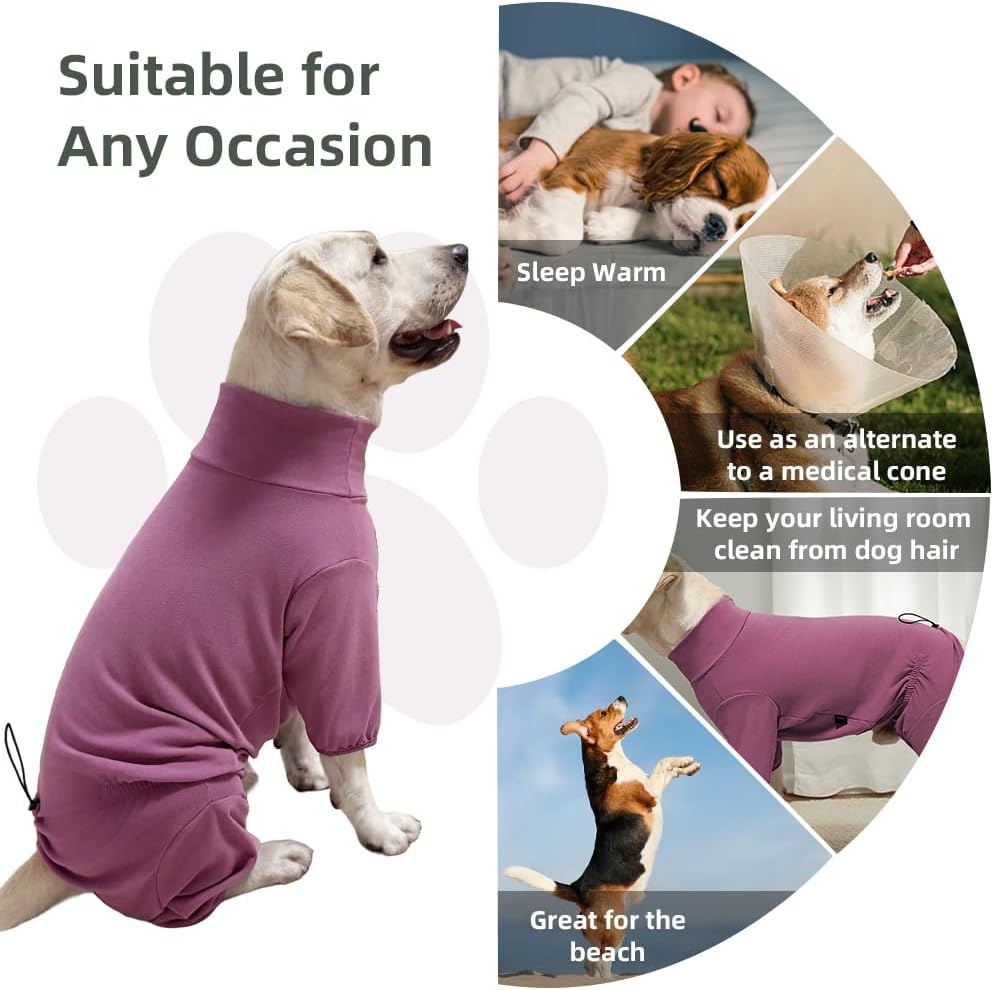 Dog Pyjamas PJS Sweater Clothes and Home Clothing Suitable for Medium to Large Breeds of Dogs, Dog Neutering Suits, Extra-Large Stretch Fabric, Four-Legged Clothes(Thickened Red, 3XL)