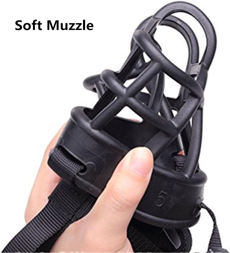 Basket Dog Muzzles-Soft Adjustable Breathable Mask Anti Biting Chewing Barking Training Dog Muzzle for Small Medium Large Dogs (Black, 5: Snout 11-14.9")
