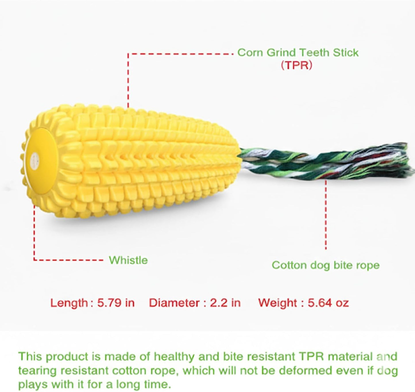 Corn Shape Dog Chew Toy for Small to Medium Dogs – Puppy Teething Toys with Squeaker; Tree Stump Chew Toy for Medium to Large Dogs – Design with Frozen Treat Molds & Peanut Butter Grooves