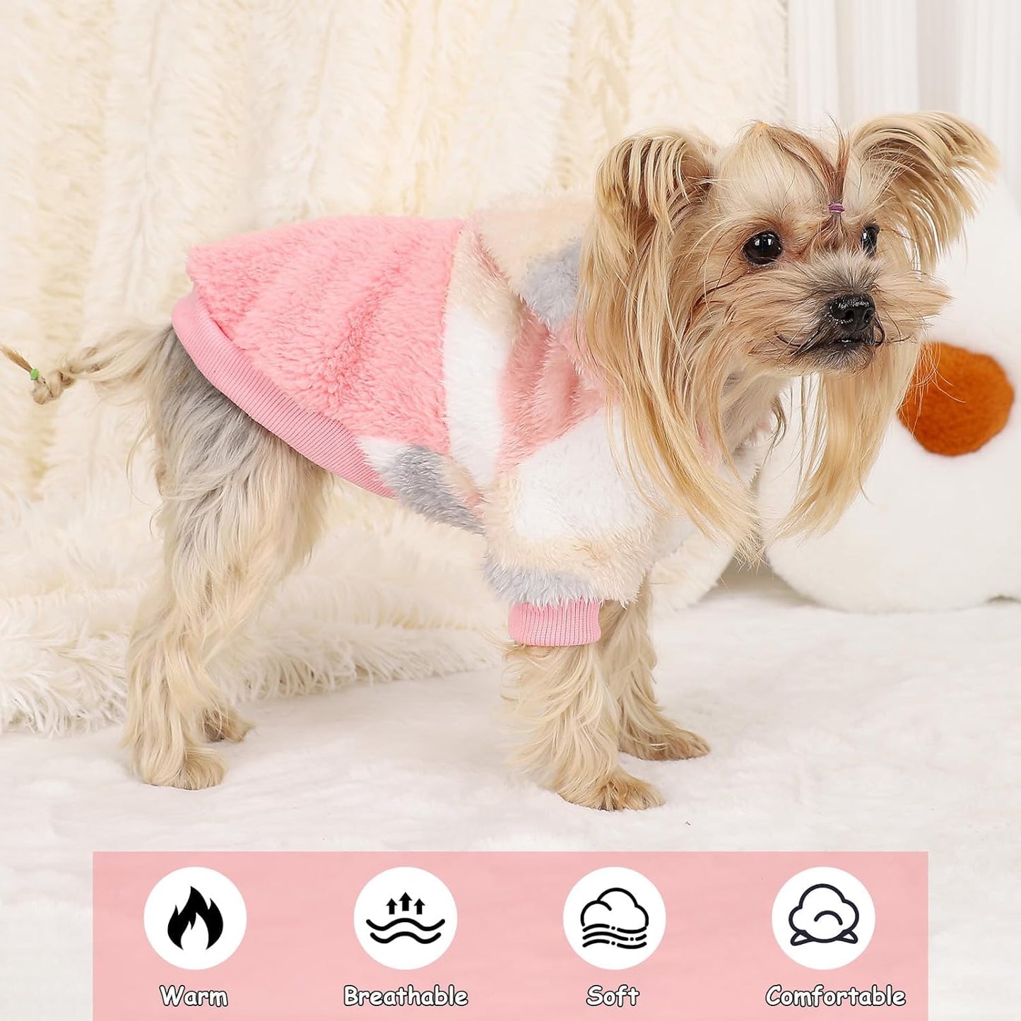 Small Dog Sweater for Dogs Hoodies,Winter Clothes Boy Girl Male Female,Warm XXS Fleece Hoodies Pet Coat Apparel Outfit (XXS, Pink
