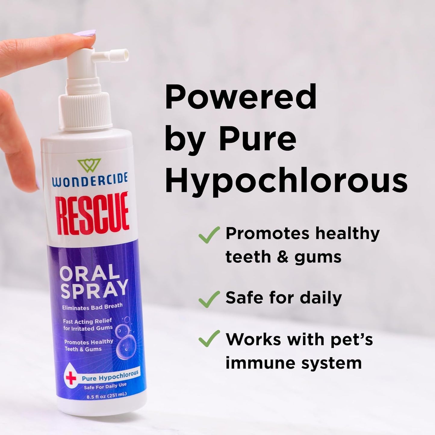 Wondercide Rescue - Oral Spray for Dogs and Cats – Freshens Breath, Soothes Gums, Alcohol Free Daily Dental Care with Pure Hypochlorous – 8.5 oz