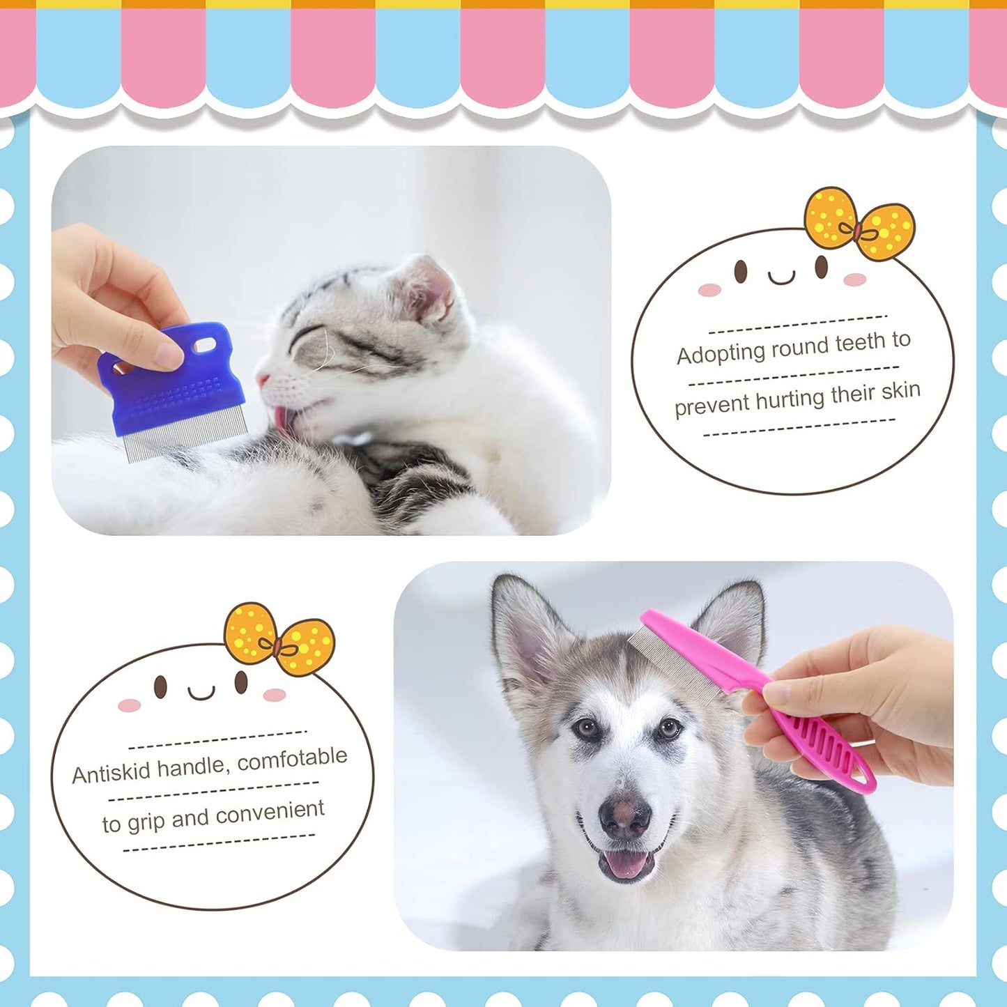 Rabbit Grooming Kit, Rabbit Brush for Shedding with Bunny Nail Clipper, Rabbit Nail Trimmers with Pet Combs for Hamster Guinea Pig Ferret by KALAMANDA(6 Pack)