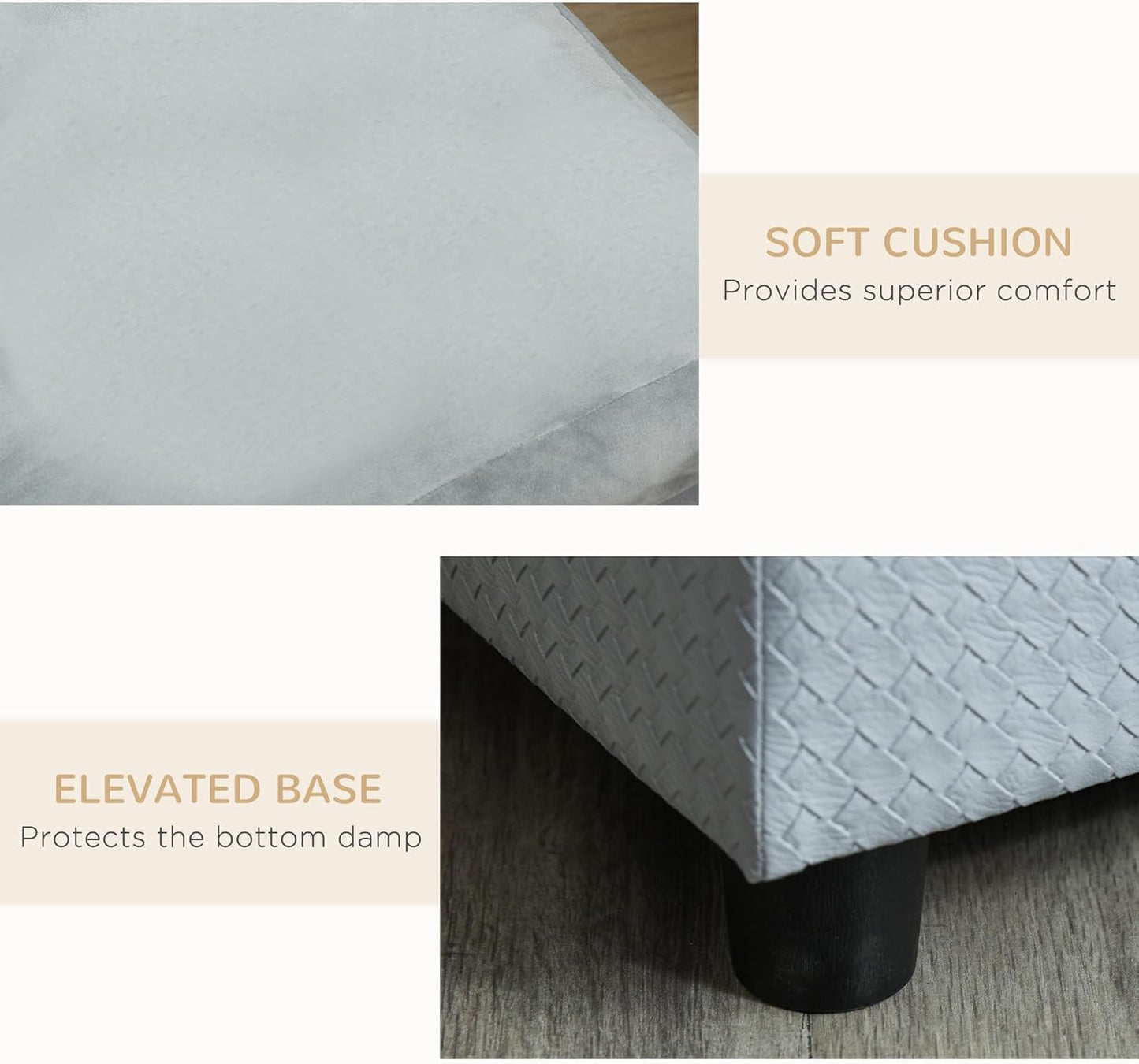 PawHut Luxury Fancy Dog Couch with Hidden Storage, Small Dog Sofa Bed with 2" Soft Foam, Modern Pet Furniture for Puppies & Little Breeds, Pale Gray