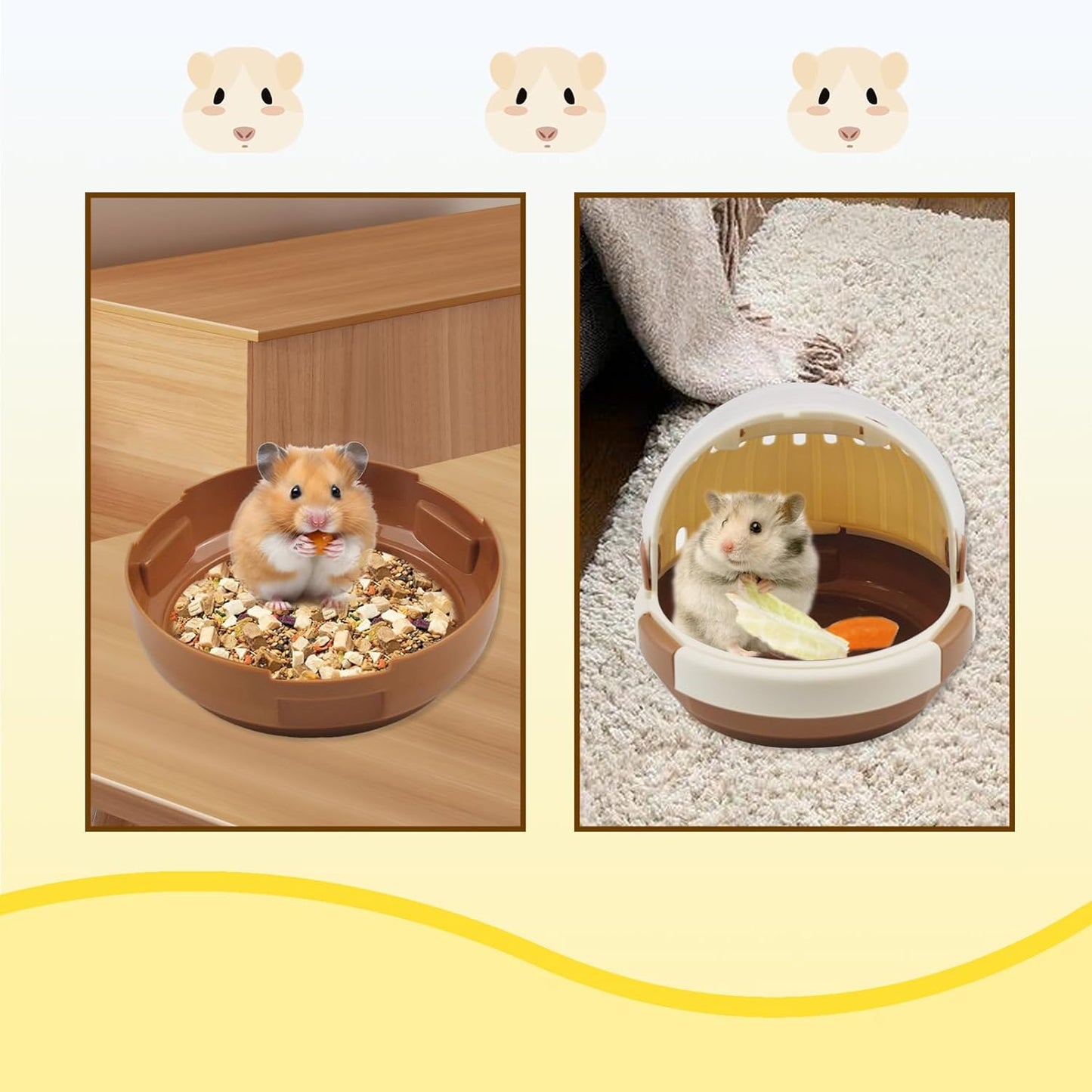 Hamster Carrier Cage Portable Cages Small Animals Carry Travel Case with Water Bottle Plastic Breathable Guinea Pig Outgoing Cage for Dwarf Hamster Ferret Chinchillas Hedgehog (Brown)