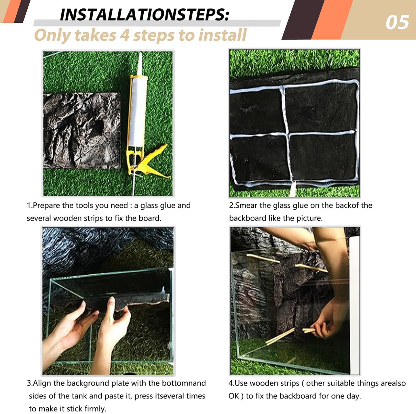 17.7x11.8in Rock Terrarium Background,3D Reptile Tank Background Board,Amphibian Stereo Backdrop Wall,Lizard Snake Gecko Spider Turtle Fish pet silo Background Decorative Panel(Brown)