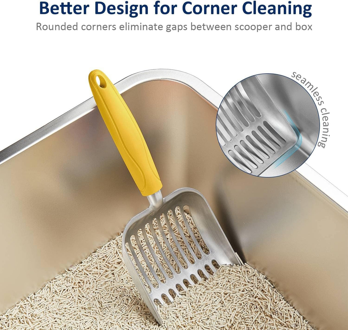 WePet Cat Litter Scoop, Aluminum Alloy Sifter, Kitty Metal Scooper, Deep Shovel, Long Handle, Poop Sifting, Kitten Pooper Lifter, Durable, Heavy Duty, for Litter Box