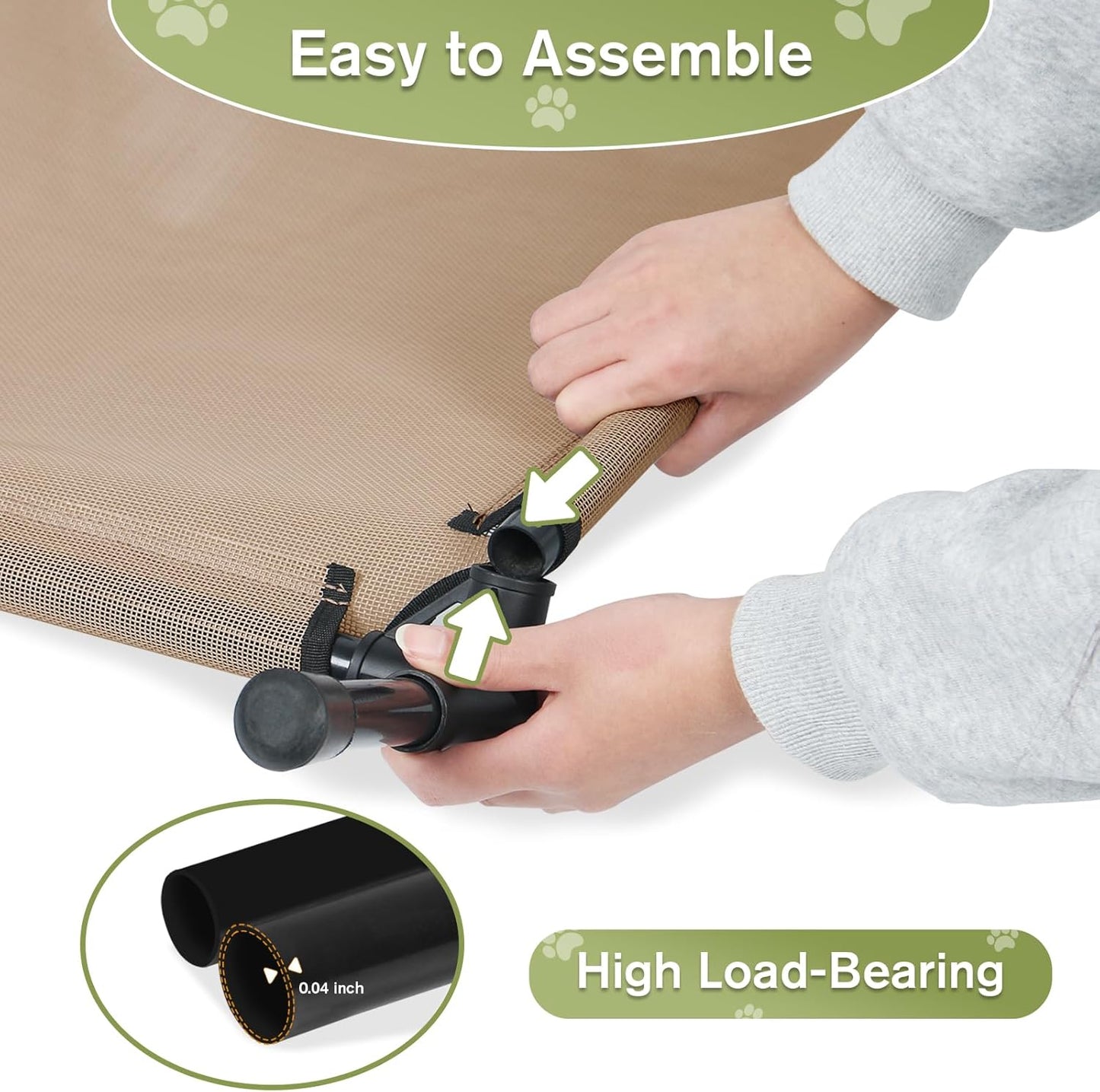 XL Elevated Dog Bed 51 Inch - Waterproof Raised Cooling Cot for 123lb Dogs, with Washable Breathable Mesh, All-Weather Outdoor Dog Bed with Non-Slip Feet, Brown