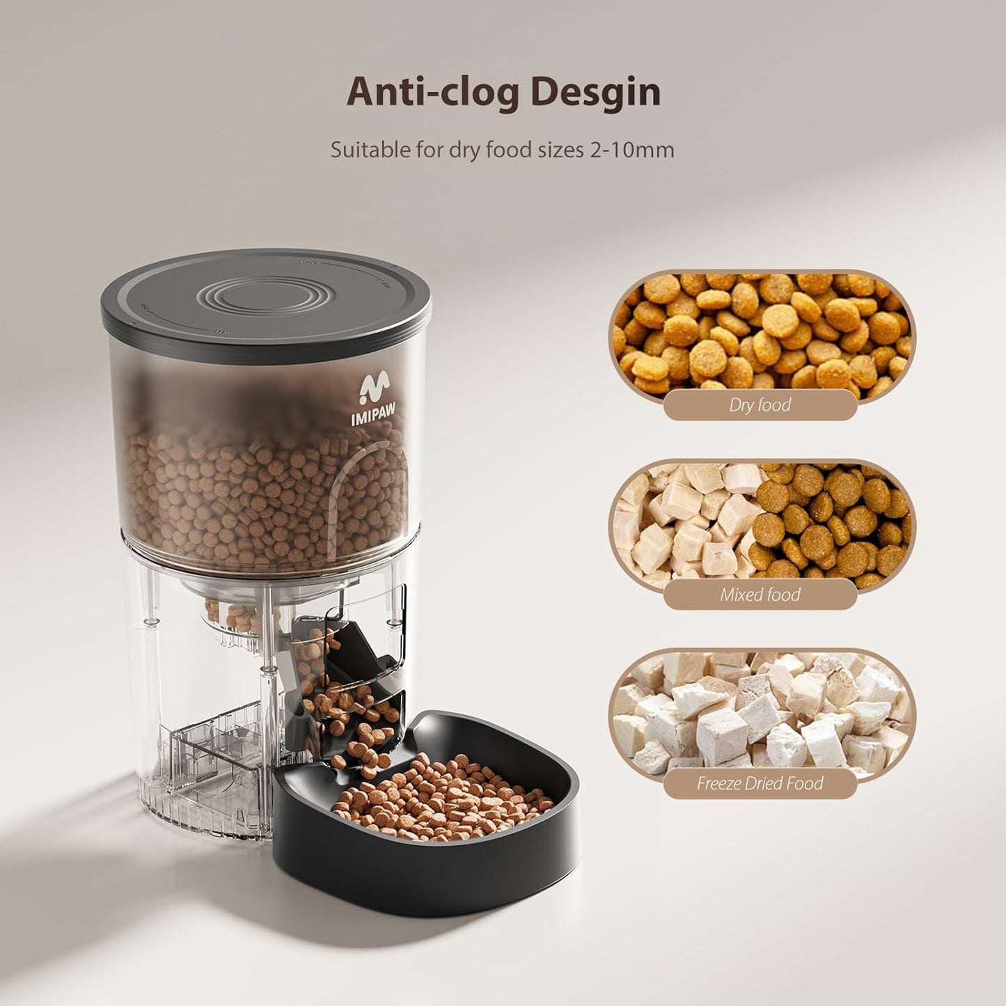 Automatic Cat Feeder, 5G WiFi Cat Food Dispenser with APP Remote Control, Pet Dry Food Smart Feeder, Programmable Timed Feeding, Dual Power Supply, 1-10 Meals Per Day