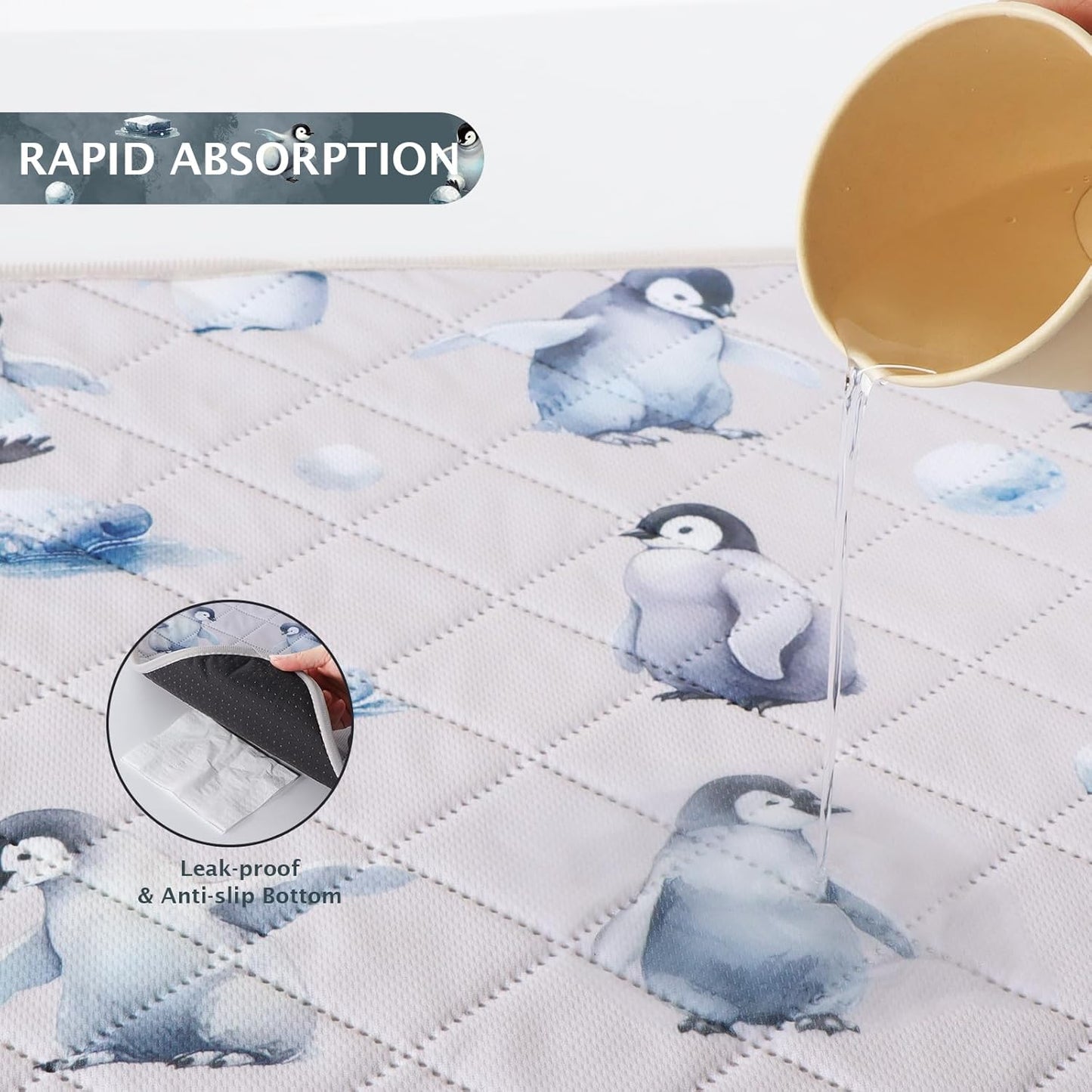 IEUUMLER Washable Pee Pads for Dogs, 2 Pack Reusable Waterproof Puppy Pads, Non-Slip Super Absorbent Dog Training Pad for Playpen Crate Bed EU012