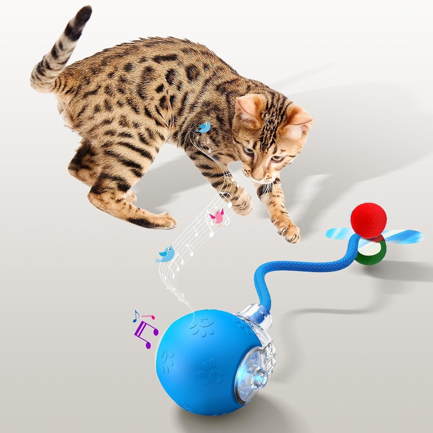 Interactive Cat Toys for Indoor Cats - Kitten Toy with Speedy Tail 2.0, Automatic Cat Toys for Bored Indoor Adult Cats, Motion-Activated, 2025 New Upgraded, USB Rechargeable (Blue)