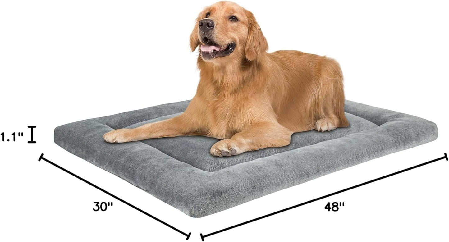 KHONSU PET Dog Bed Mat for Crate 1.1in Slim Cooling Pad Reversible Flannel & Waterproof Canva for Dogs up to 110 lbs