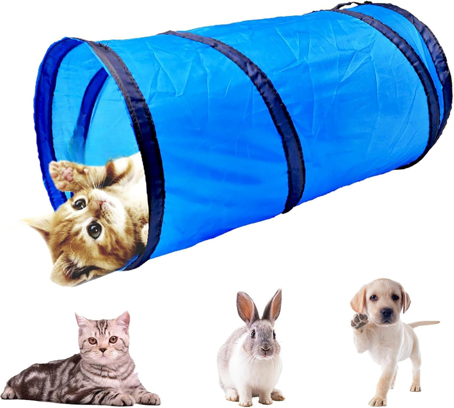 iCAGY Cat Tunnel for Indoor Cats Interactive, Rabbit Tunnel Toys, Pet Toys Play Tunnels for Cats Kittens Rabbits Puppies Crinkle Collapsible Pop Up Black 20"