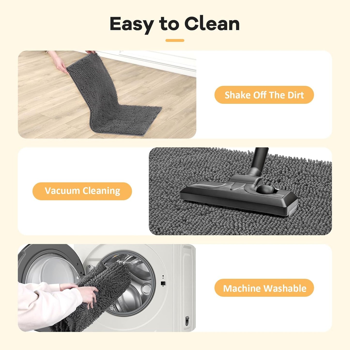 Absorbent Dog Door Mat for Muddy Paws, 60" x 24" Chenille Indoor Mats for Entryway, Trap Dirt Front Door Mat Indoor Entrance Washable Non Slip Soft