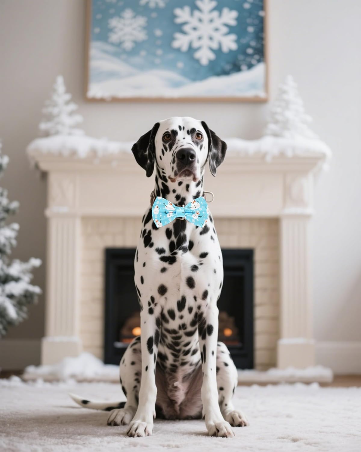 PET SHOW 10 Pack Winter Big Dog Bow Ties for Large Medium Dogs Sliding Collar Attachments Snowflake Bowties Snowman Bowknots Holiday Party Pet Grooming Accessories(Large)