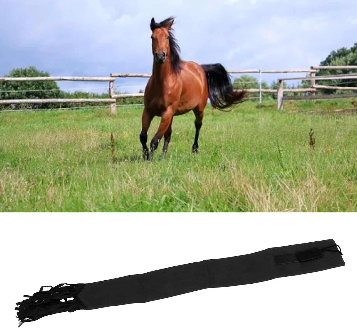GLOGLOW Horse Tail Bag, Design Horse Tail Guard with Fringe for Keep Tail and Protected (Black)