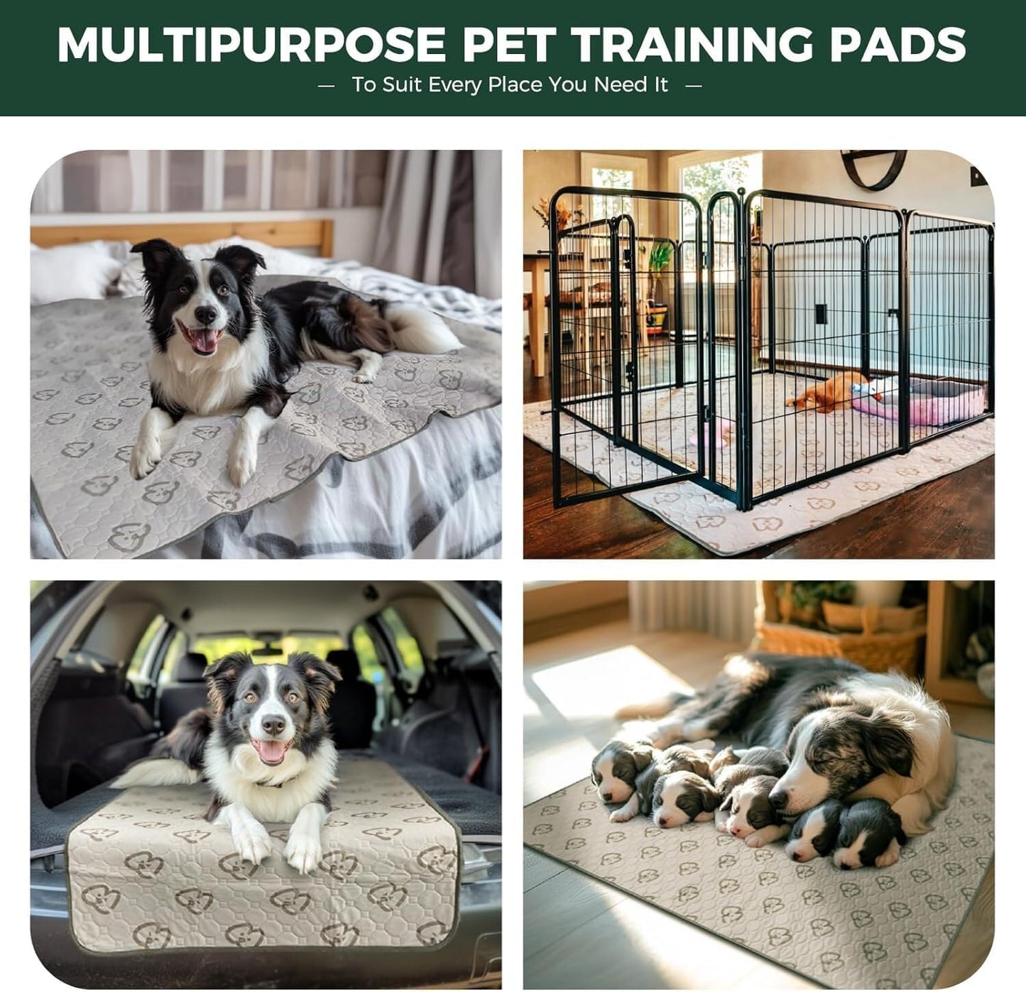 FXW Washable Pee Pads for Dogs, Puppy Pads with Super Absorbent, Specifically Designed for Potty Training, 75" × 30" Rectangle, Khaki, 2 Packs