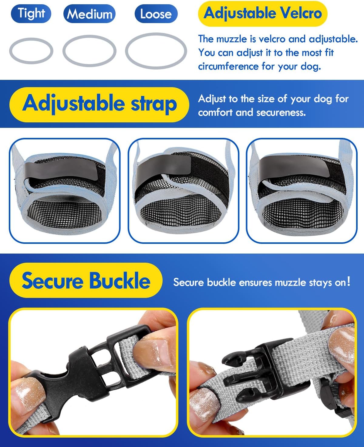 Dog Muzzle, Soft Air Mesh Muzzle for Small Medium Large Dogs Anti Biting Barking Chewing, Breathable Drinkable Adjustable Loop Pets Muzzle for German Shepherd Husky Labrador Retriever (Grey,L)