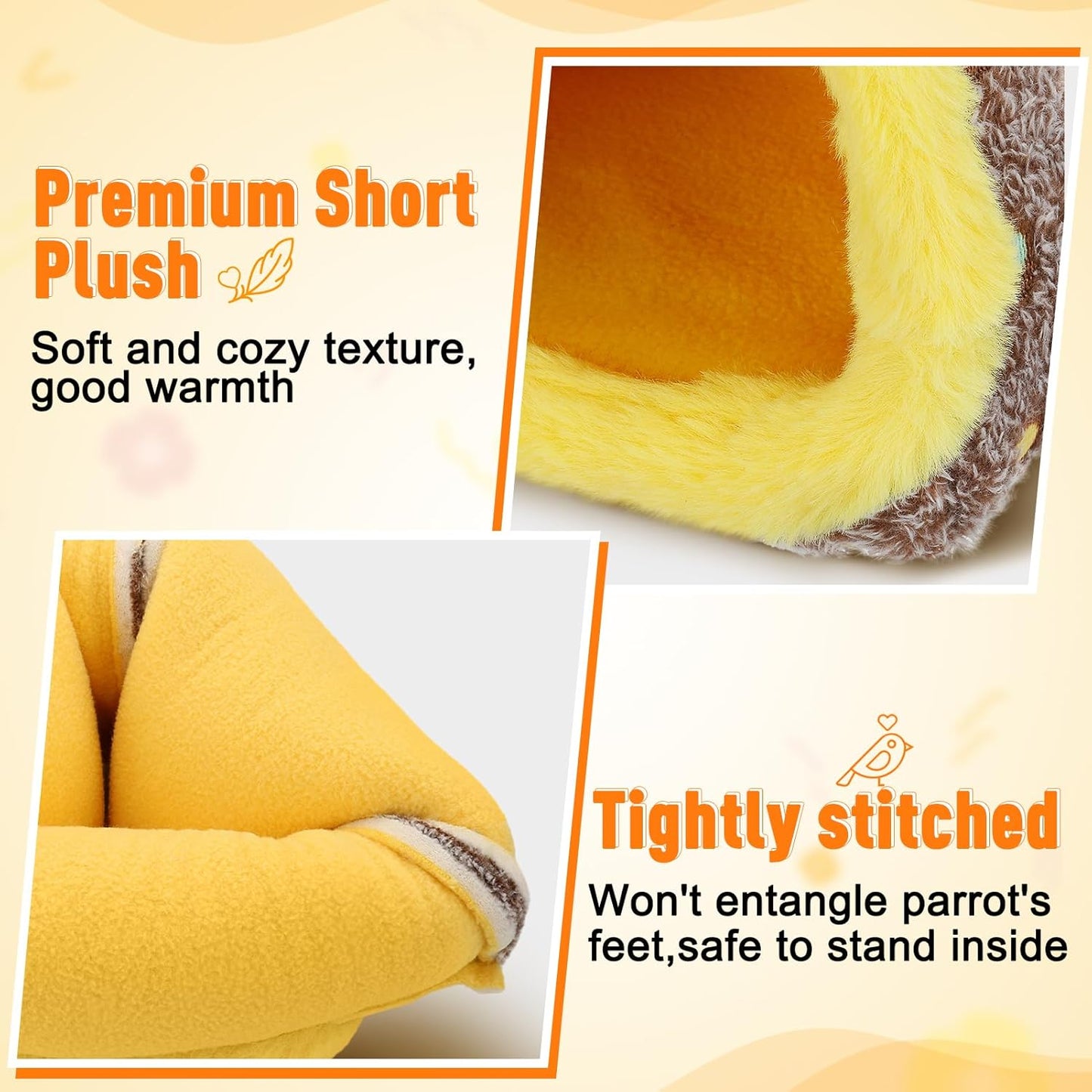 MEWTOGO Small Warm Bird Nest House - Cozy Bird Bed for Cage with Mat, Hanging Hammock Shed Hideaway Hut for Lovebirds Lineolated Parakeets Canaries Zebra Finches Society Finches Parrotlets