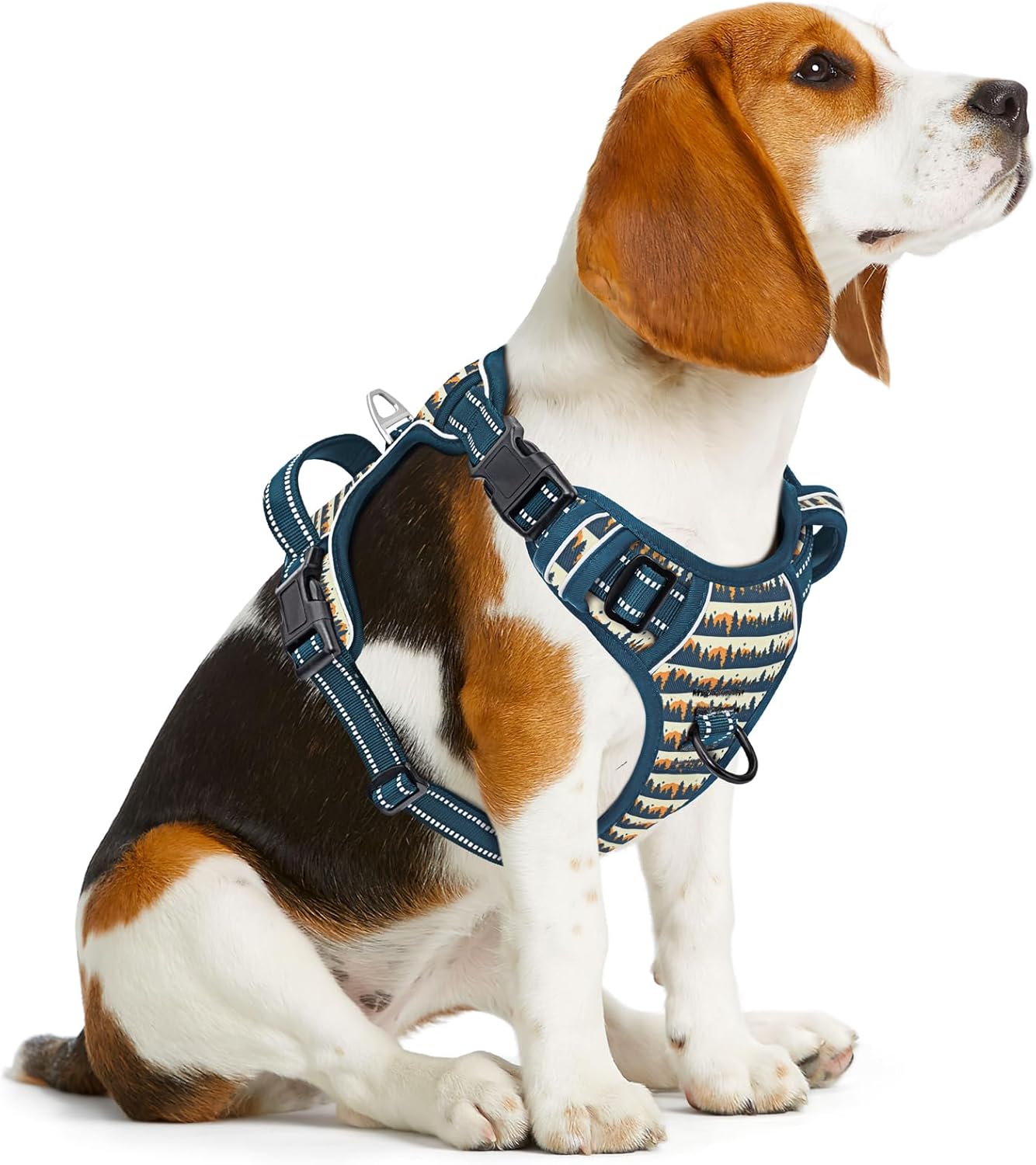 Timos No Pull Dog Harness, Release at Neck Reflective 3 Snap Buckles Adjustable No Choke Pet Vest with Front & Back 2 Leash Clips, Soft Padded Control Training Handle for Small Medium Large Dogs