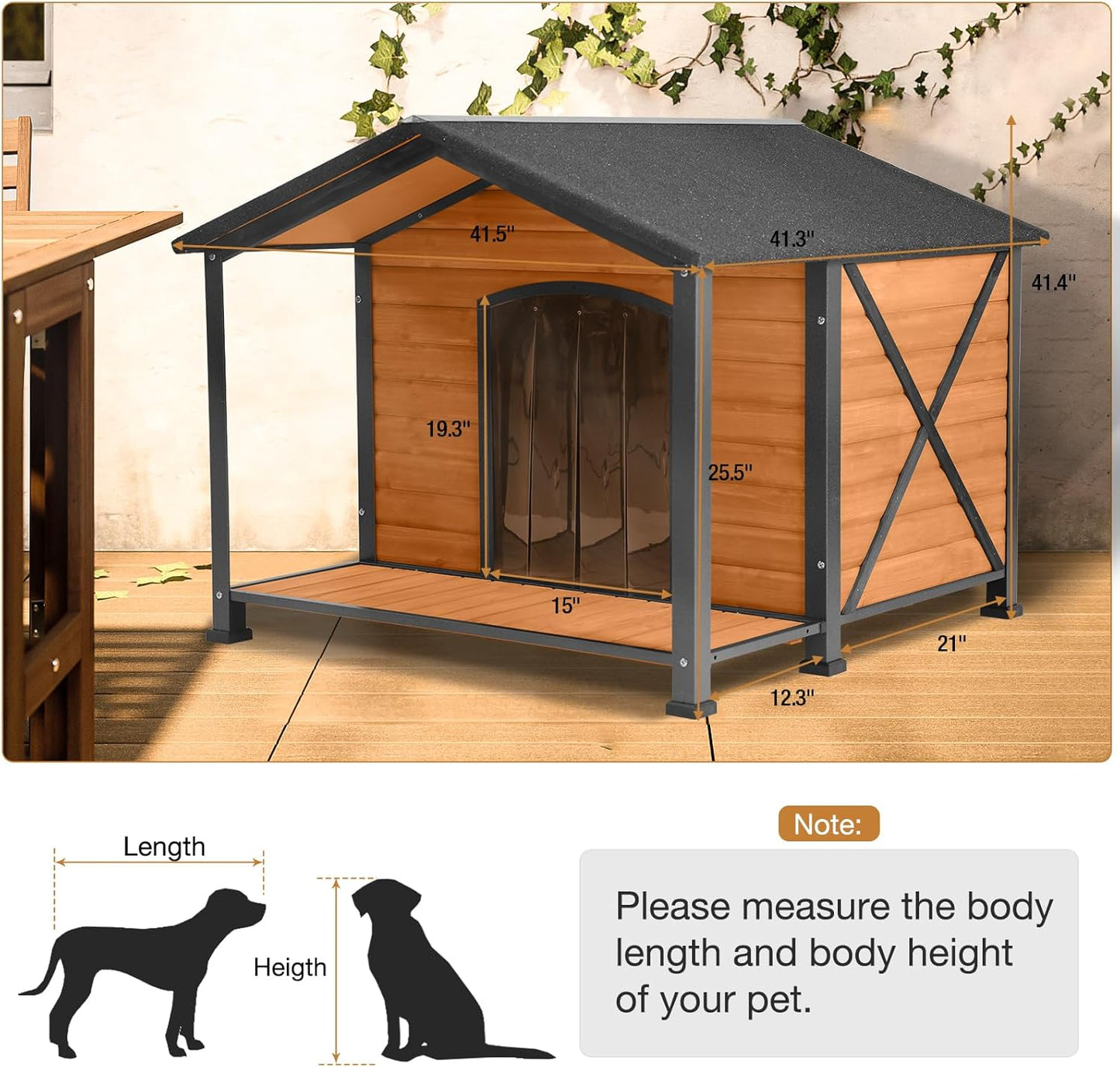 Extra Large Dog House Outdoor Weatherproof, Strong Metal Chew Proof Frame Dog Kennel for Small Medium Large Dogs