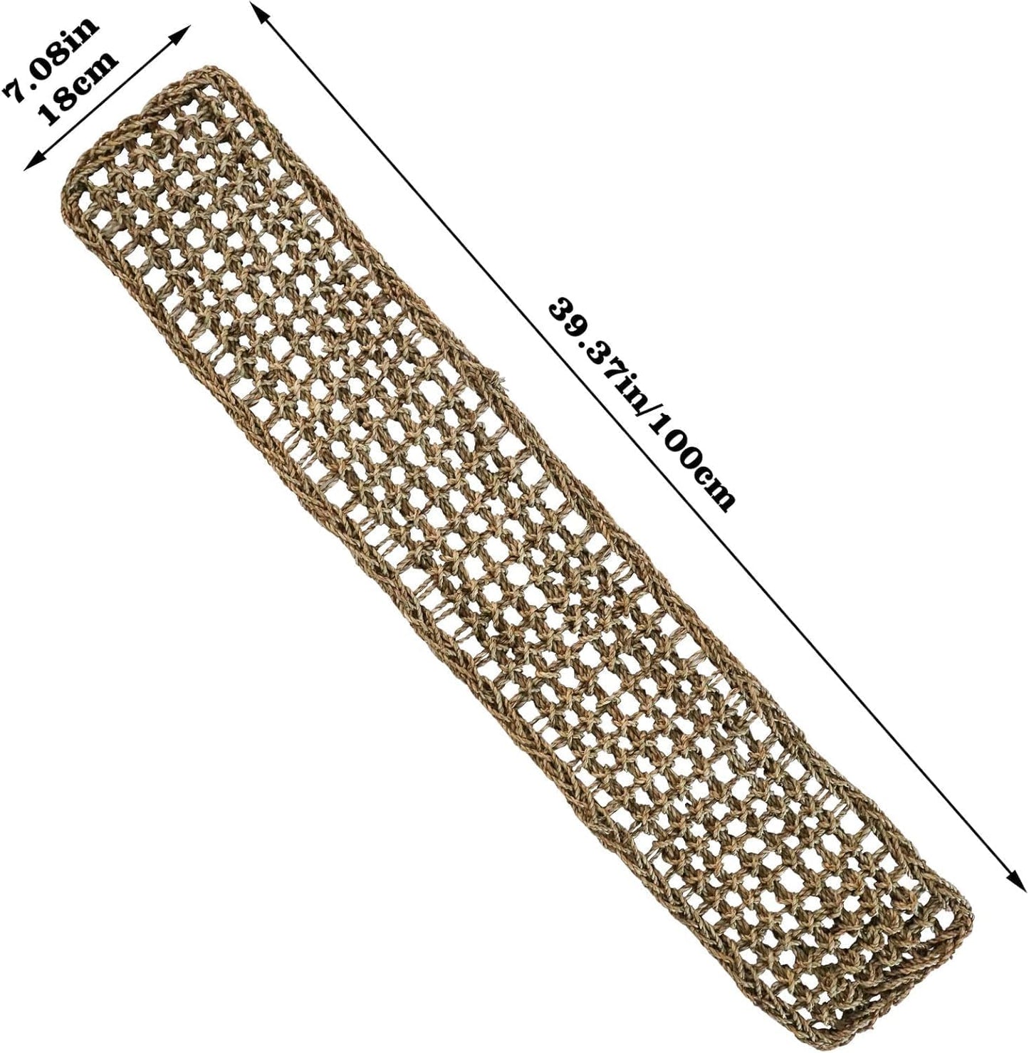 Rat Climbing Toys, 39 x 7 inch Small Animals Seagrass Mat Toy, Cat Climbing Toys, Natural Seagrass Woven Net Hammock with Hooks, Cage Accessories for Hamster Guinea Pig Parrot Parakeets Cockatiels
