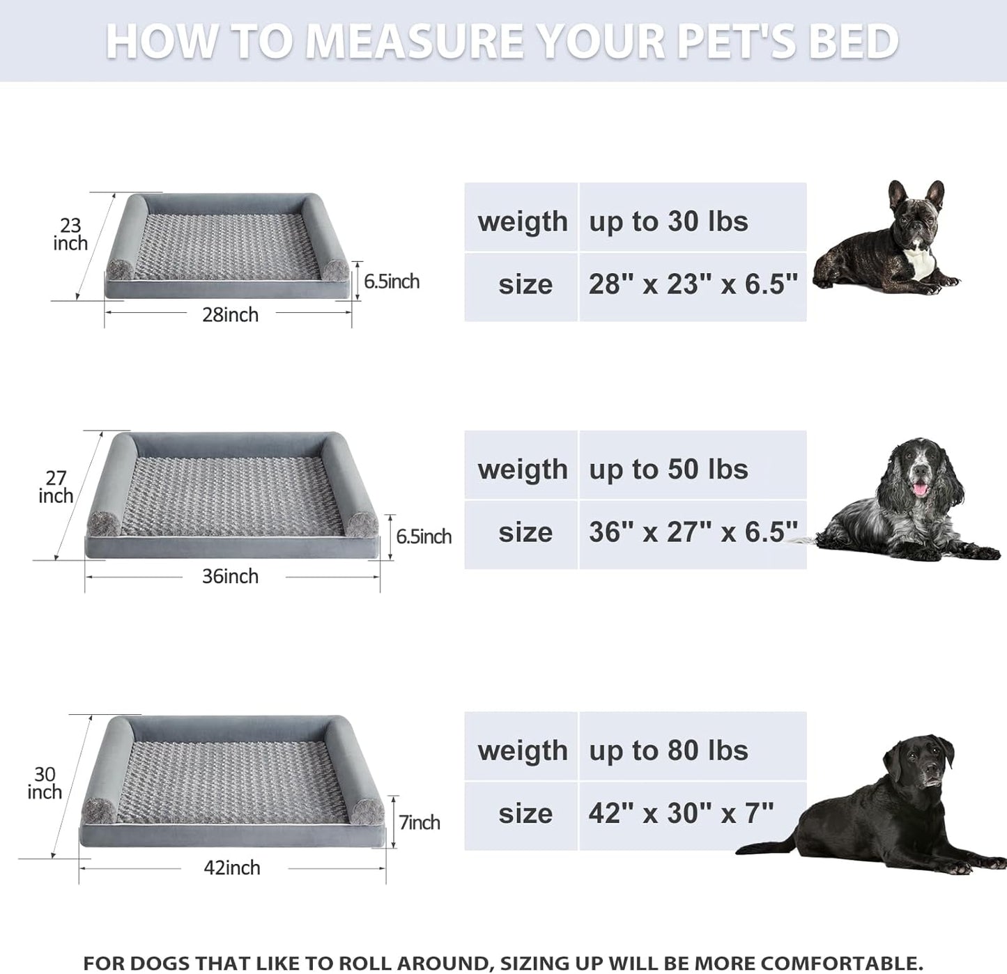 BFPETHOME Dog Beds for Large Dogs, Orthopedic Dog Bed for Medium Large Dogs,Big Waterproof Couch Pet Bed with Removable Washable Cover