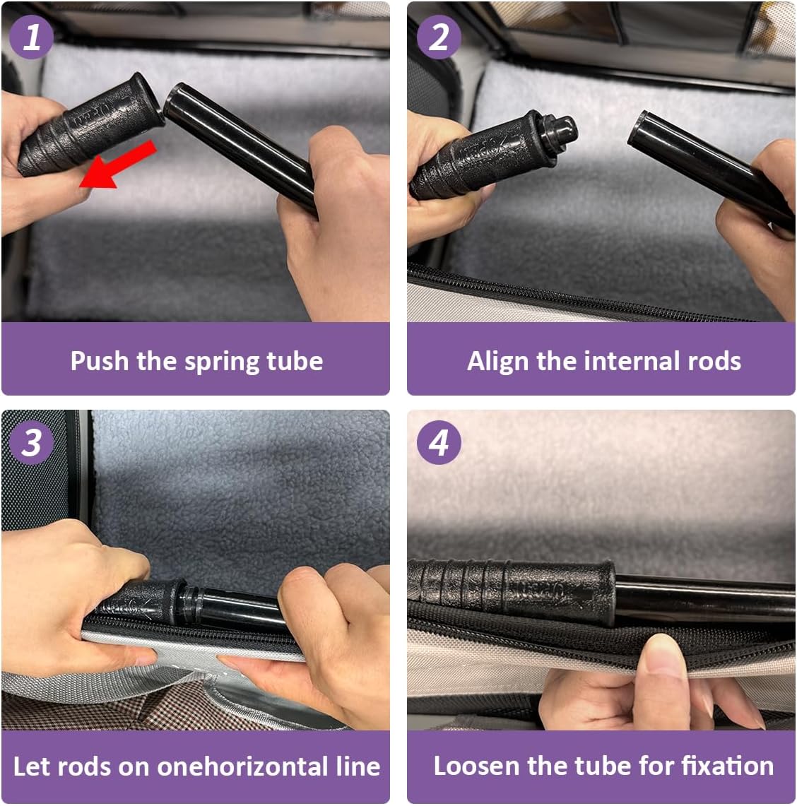 Extra Large Cat Carrier Soft Sided, Portable Small Dog Carrier for 2 Cats, 24"x16.5"x16" Car Travel Folding Comfortable Design, Purple