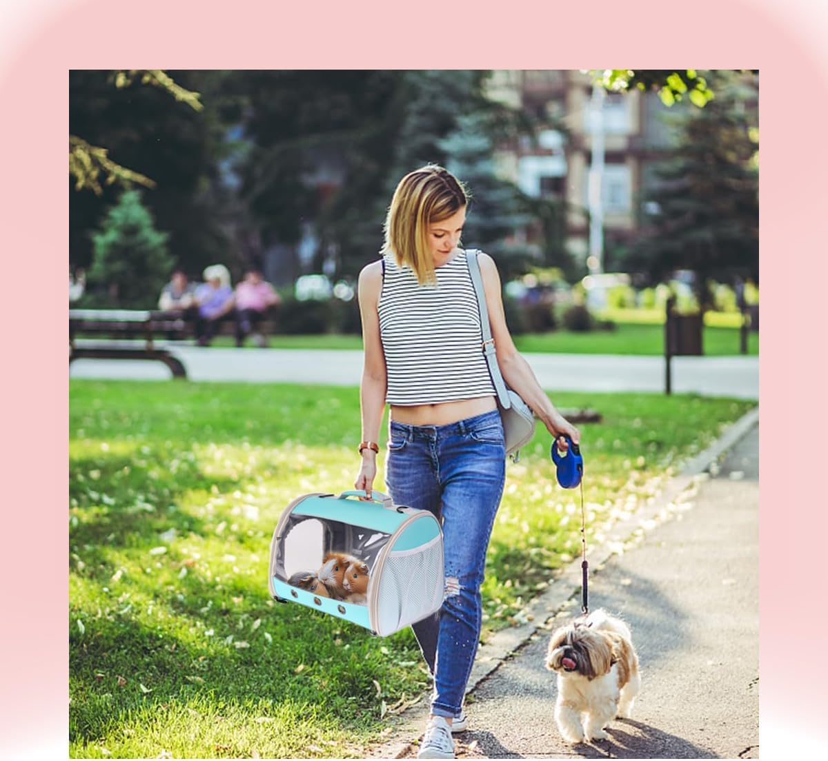 Bearded Dragon Travel Carrier Backpack,Lizard Backpack Carrier,Space Capsule Clear Bubble Window Astronaut Reptile Carrier Backpack for Guinea Pig,Sugar Glider,Bunny (Green, TPU Carrier+MAT)