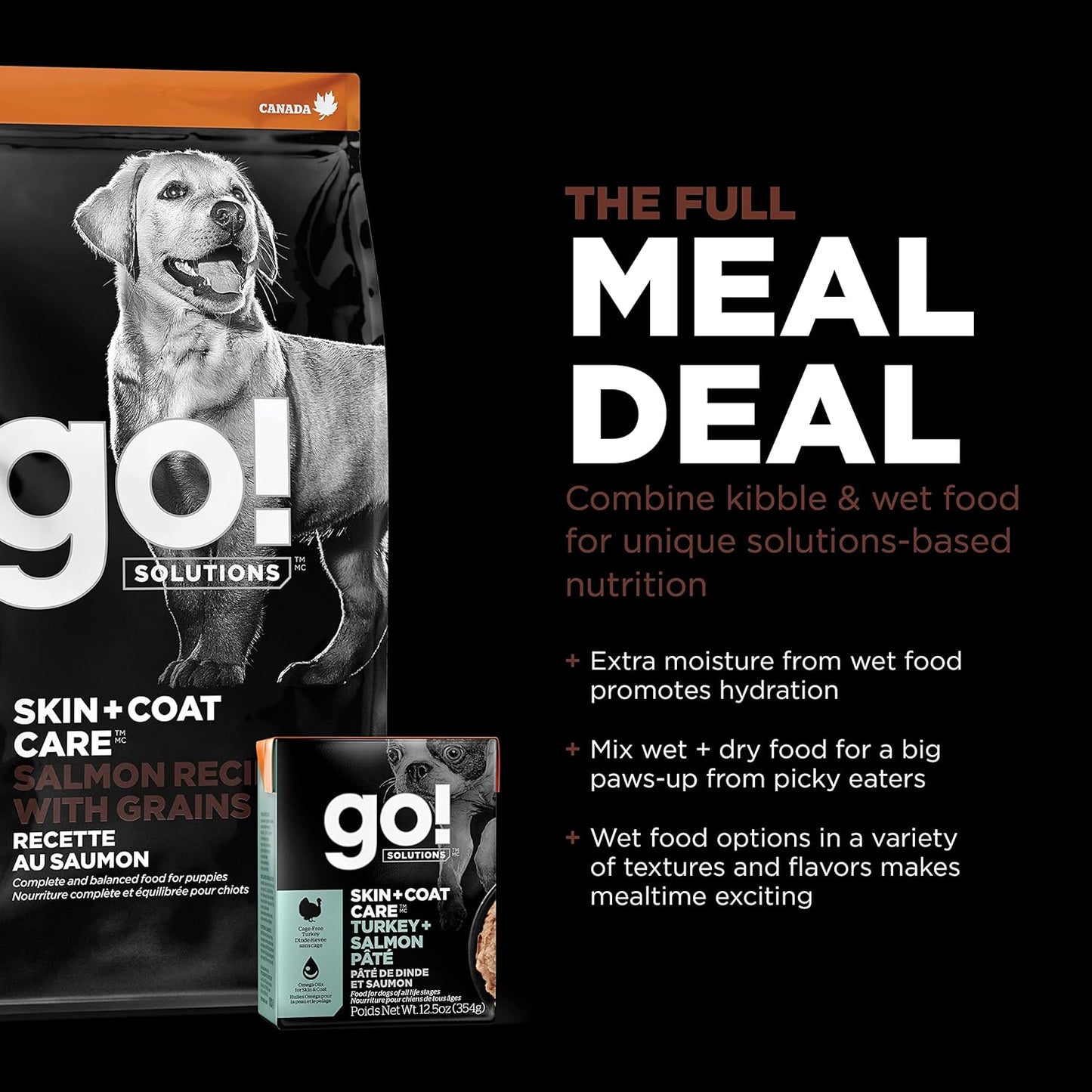 Go! Solutions Skin + Coat Care, Dry Dog Food, Large Breed Puppy Salmon Recipe with Grains, 12 lb Bag