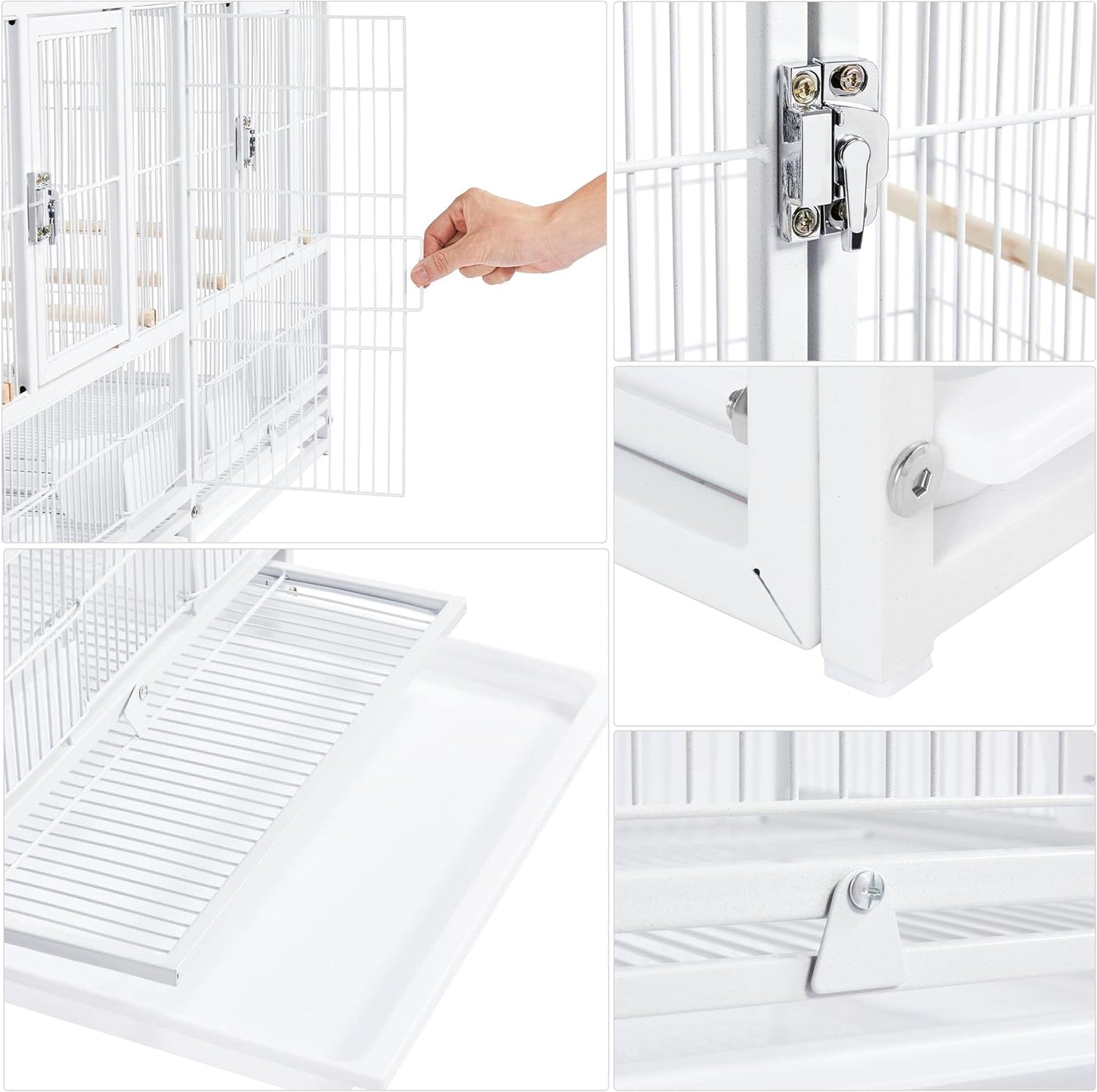 Yaheetech Stackable Divided Breeder Bird Cage Parakeet Cage for Small Parrots Canaries Cockatiels Lovebirds Finches Budgies, White