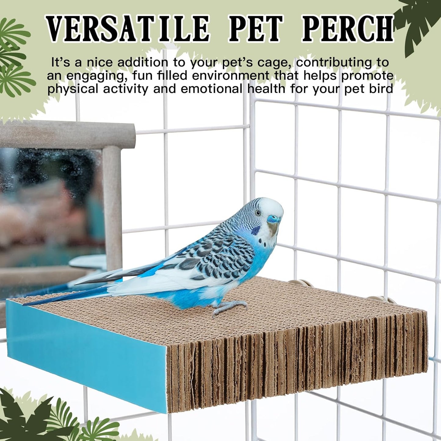 2 Pieces Bird Chew Toy Parrot Cage Perch Cardboard Platform Bird Paw Grinding Stand Parrot Cage Playground for Macaws, Small Parakeets, Conures, Budgies, Finches Conure Cockatiel (Large)