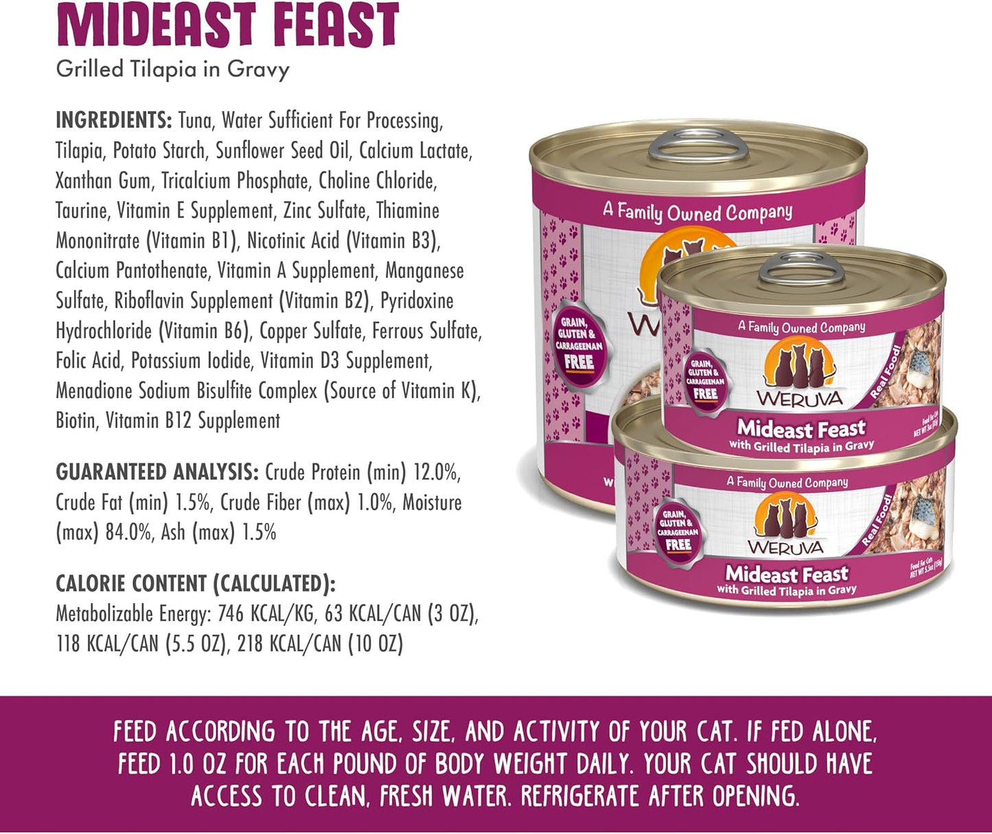 Weruva Classic Cat Food, Mideast Feast with Grilled Tilapia in Gravy, 10oz Can (Pack of 12)