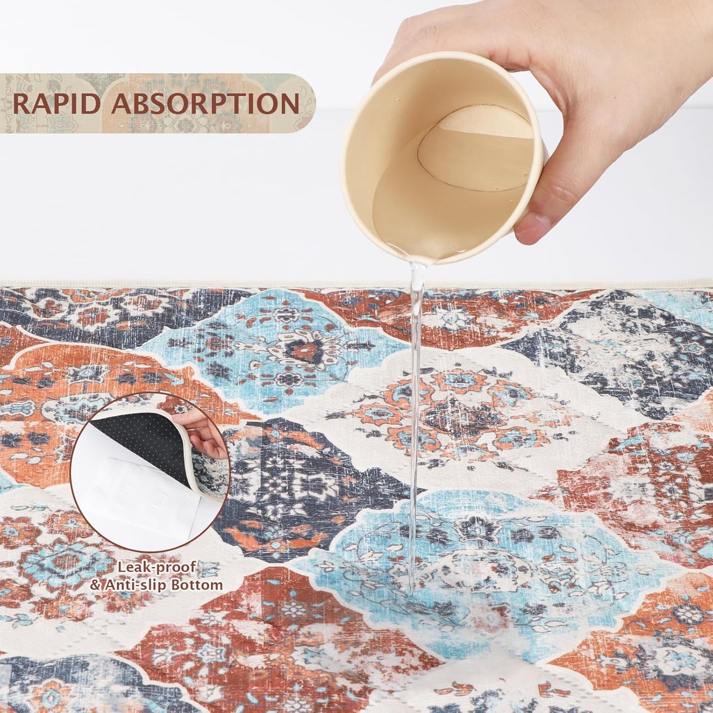 IEUUMLER Washable Pee Pads for Dogs, 1 Pack Reusable Non-Slip Grip, Super Absorbent Waterproof Puppy Pads for Potty Training, Playpen, Crate, Whelping Box EU011 (Orange, 63" x 63")