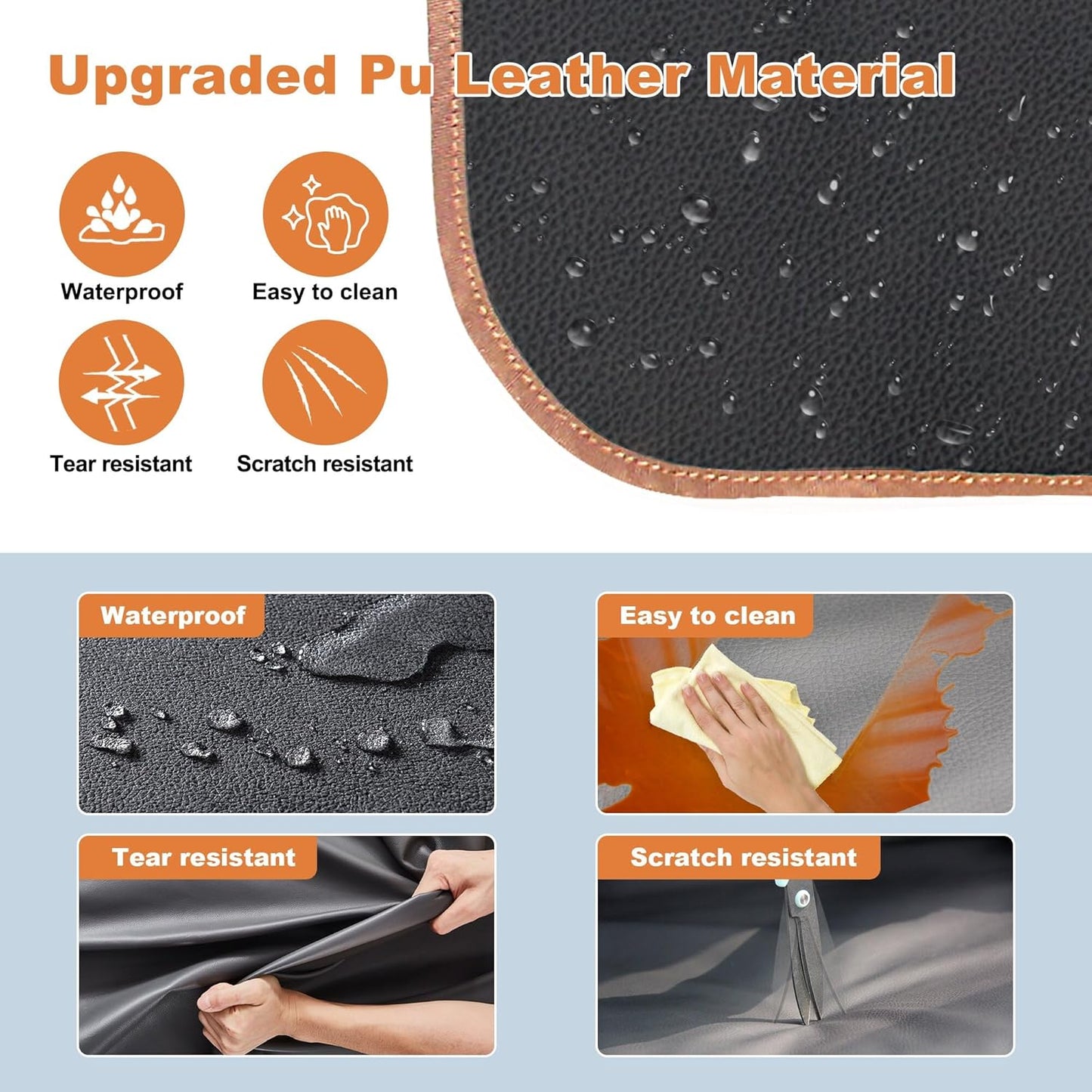 Dog Car Seat Cover for Back Seat, Waterproof PU Leather Bench Seat Covers for Trucks Ford F 150/Ram 1500/Chevy Silverado/GMC Covers, Non-Slip Back seat Pet Cover for Dogs in Car, Easy to Use and Clean