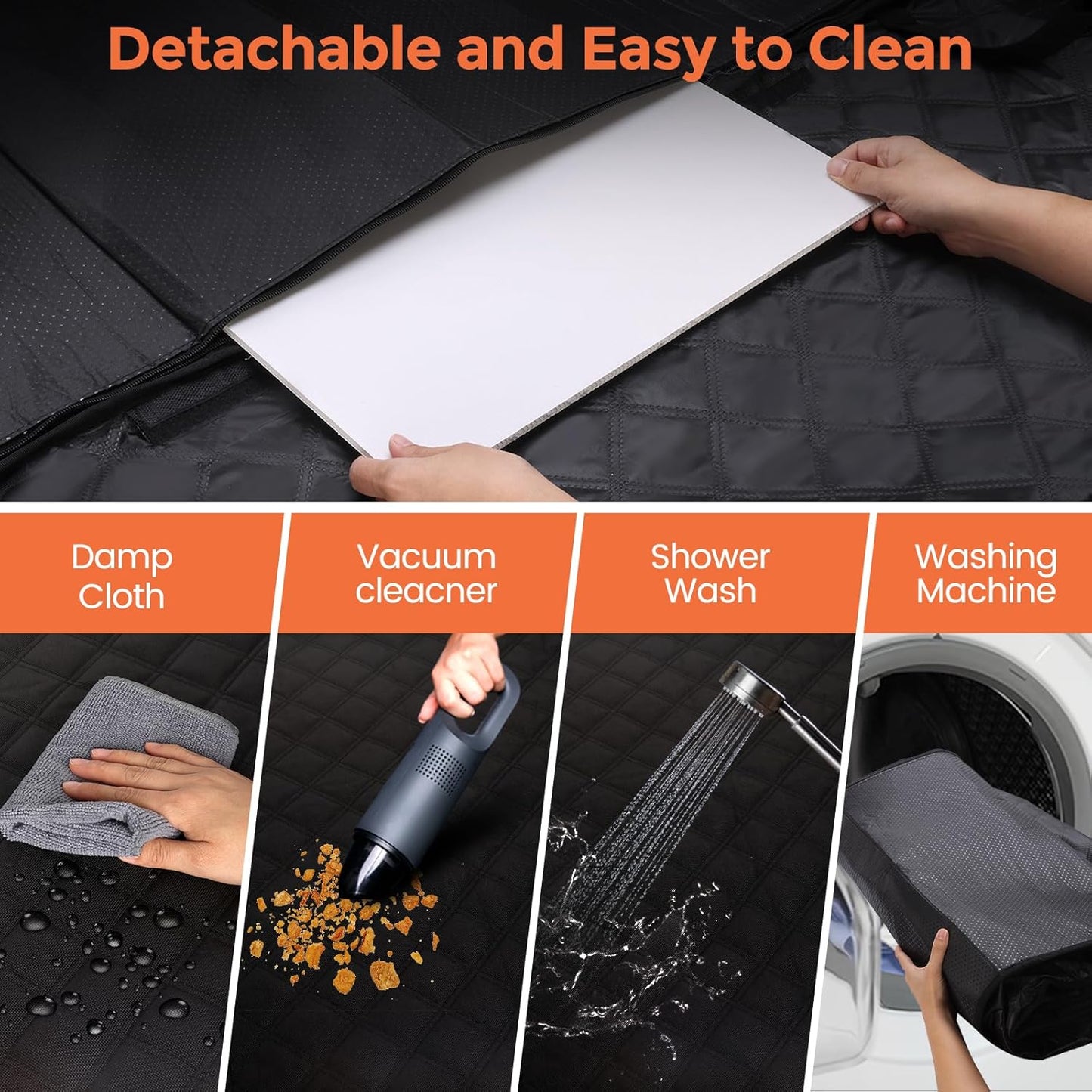 Back Seat Extender for Dogs - Holds 450lbs, Waterproof Dog Car Seat Cover for Back Seat with Hard Bottom for Cars SUVs Truck,Anti-Scratch No Slip Large Space Pet Backseat Protector,Black