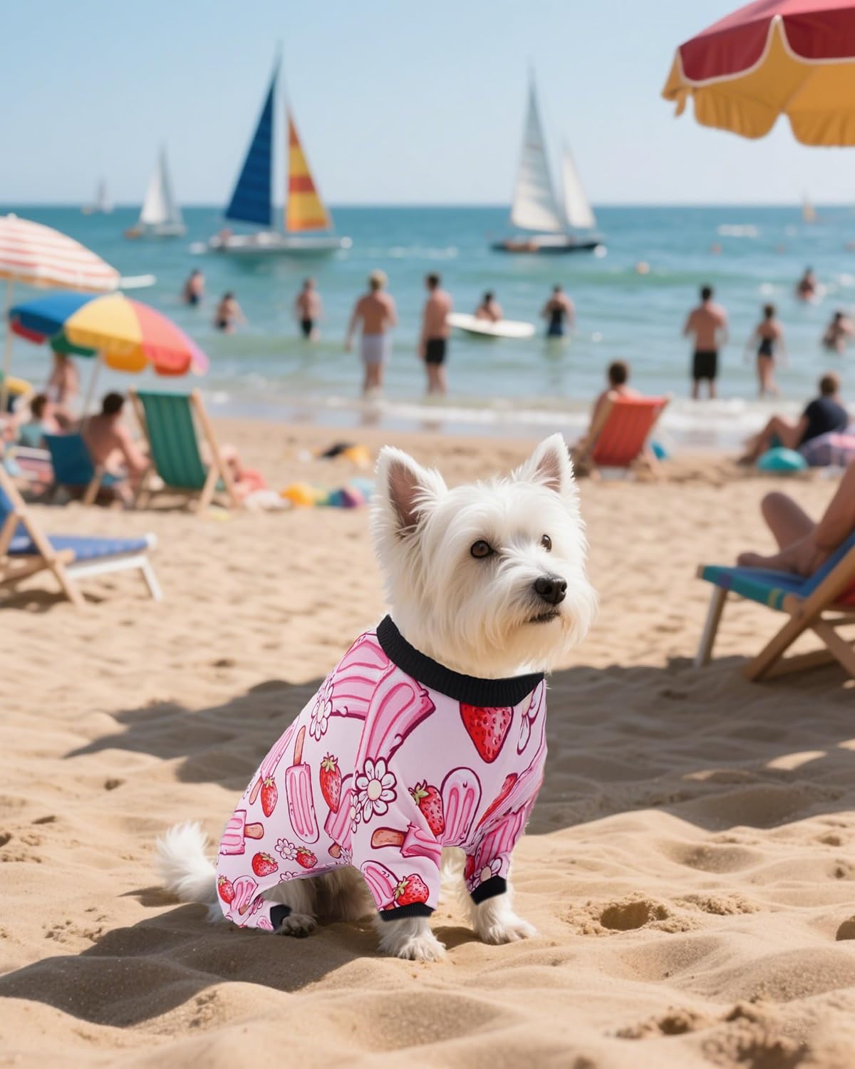 PET SHOW 4 Pack Small Dog Pajamas Girl Doggies Soft Stretchy PJs Paw Floral Puppy Cats Doughnut Ice Cream Onesies Outfits with Sleeve Pets Breathable Summer Clothes Costume S