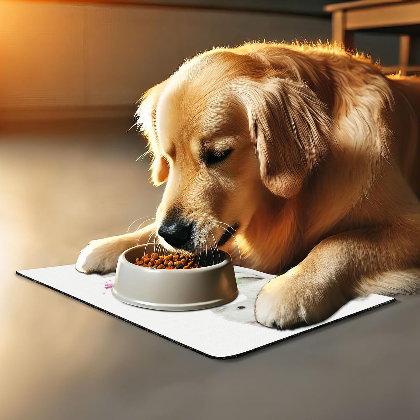 Lunarable Westie Pet Mat for Food and Water, Group of West Highland White Terrier Puppies on Plain Background Animal Pattern, Non-Slip Rubber Mat for Dogs and Cats, 18" X 12", Pink and White