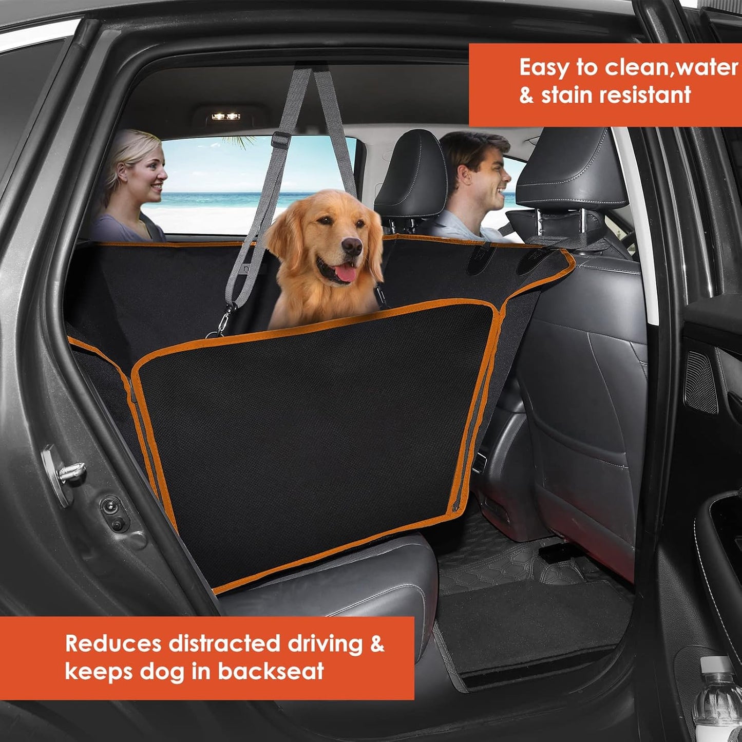 njnj Dog Car Seat Cover for Back Seat - Waterproof Dog Half Hammock for Cars,Scratchproof Pet Backseat Protector,Perdurable,Non-Slip Booster Seat for Small,Medium and Large Dogs
