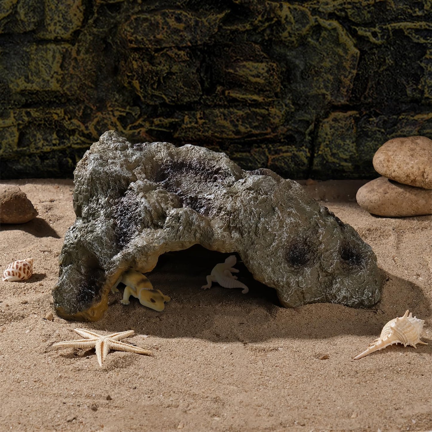 IBWell Resin Leopard Gecko Hide, True to Nature Reptile Rock for Bearded Dragon Hideout Snake Hides for Ball Pythons, Tortoise House Terrarium DÉCor - Small