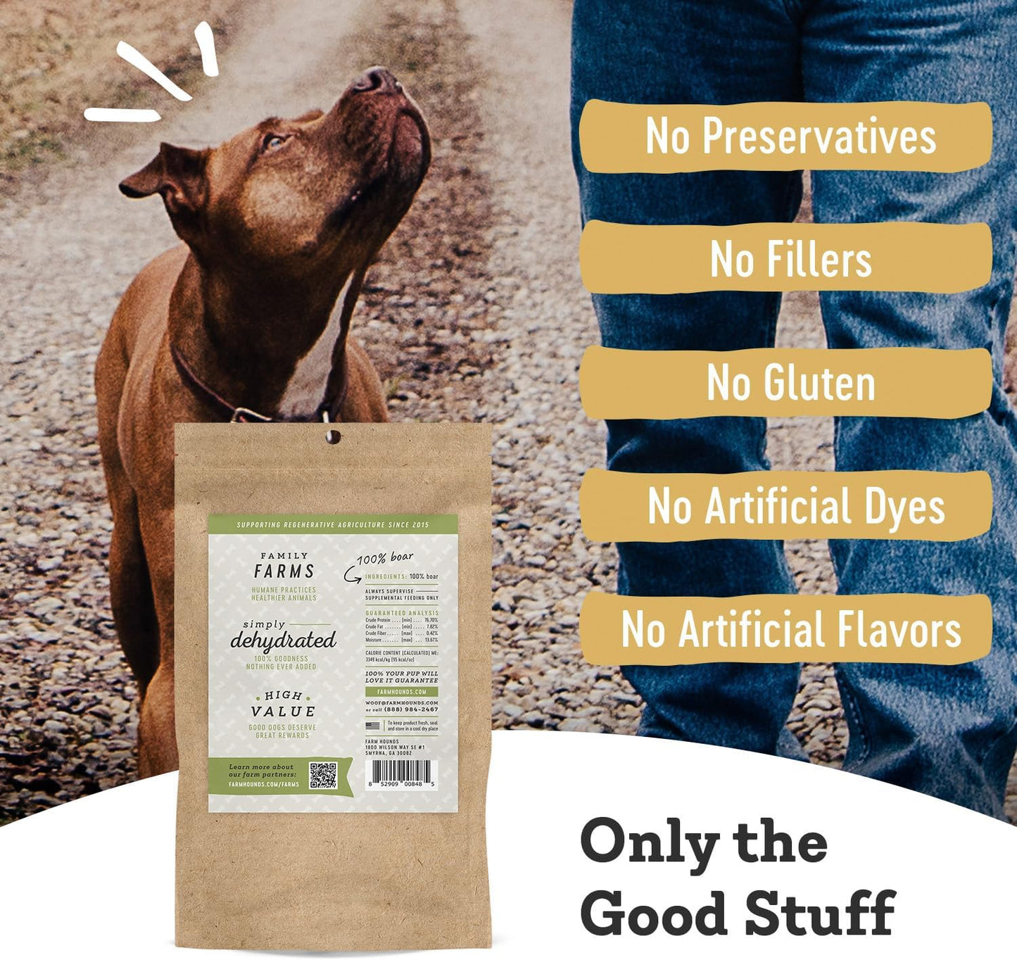 Farm Hounds - Boar Trainers - Premium Natural Jerky for Dogs - from 100% Humanely Raised Boar - Easy-Break - Great for Training & Treats - No Added Fillers - Made in USA - 4.5 oz - 1 Pack