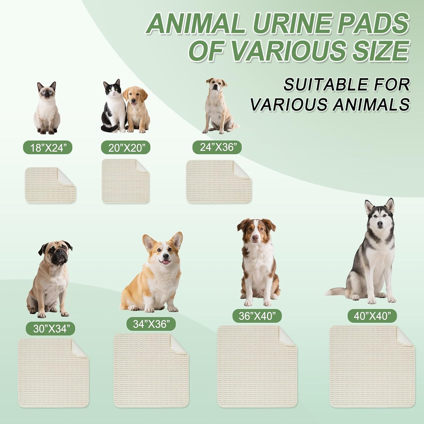 Washable Pee Pads for Dogs, 2 Pack Reusable Puppy Pads Dog Pads, Non-Slip Dog Pee Pads, Leakproof Pet Pee Pads Wee Wee Pads for Dogs. (Cream White, 36"x40"(Pack of 2))